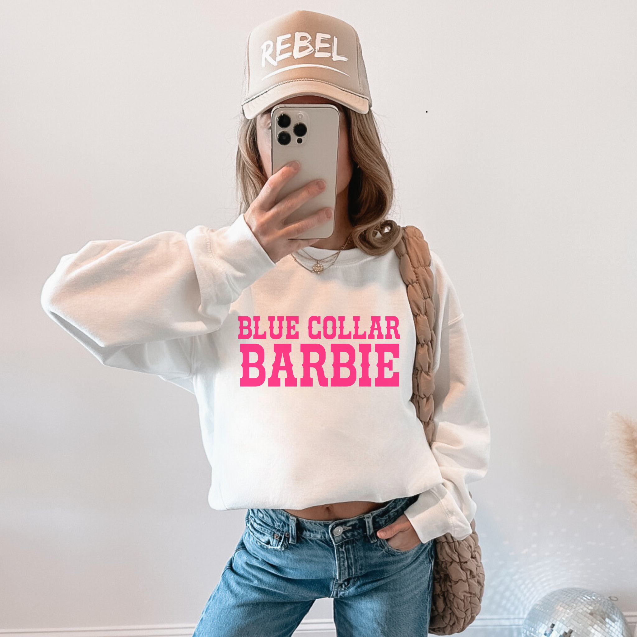 Blue Collar Barbie T-Shirt Graphic | Crewneck | Pink Version