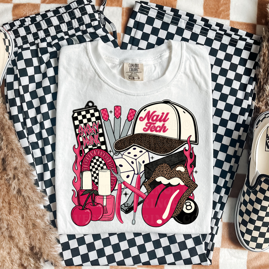 Nail Tech T-Shirt Graphic | Crewneck | Hot Pink Version