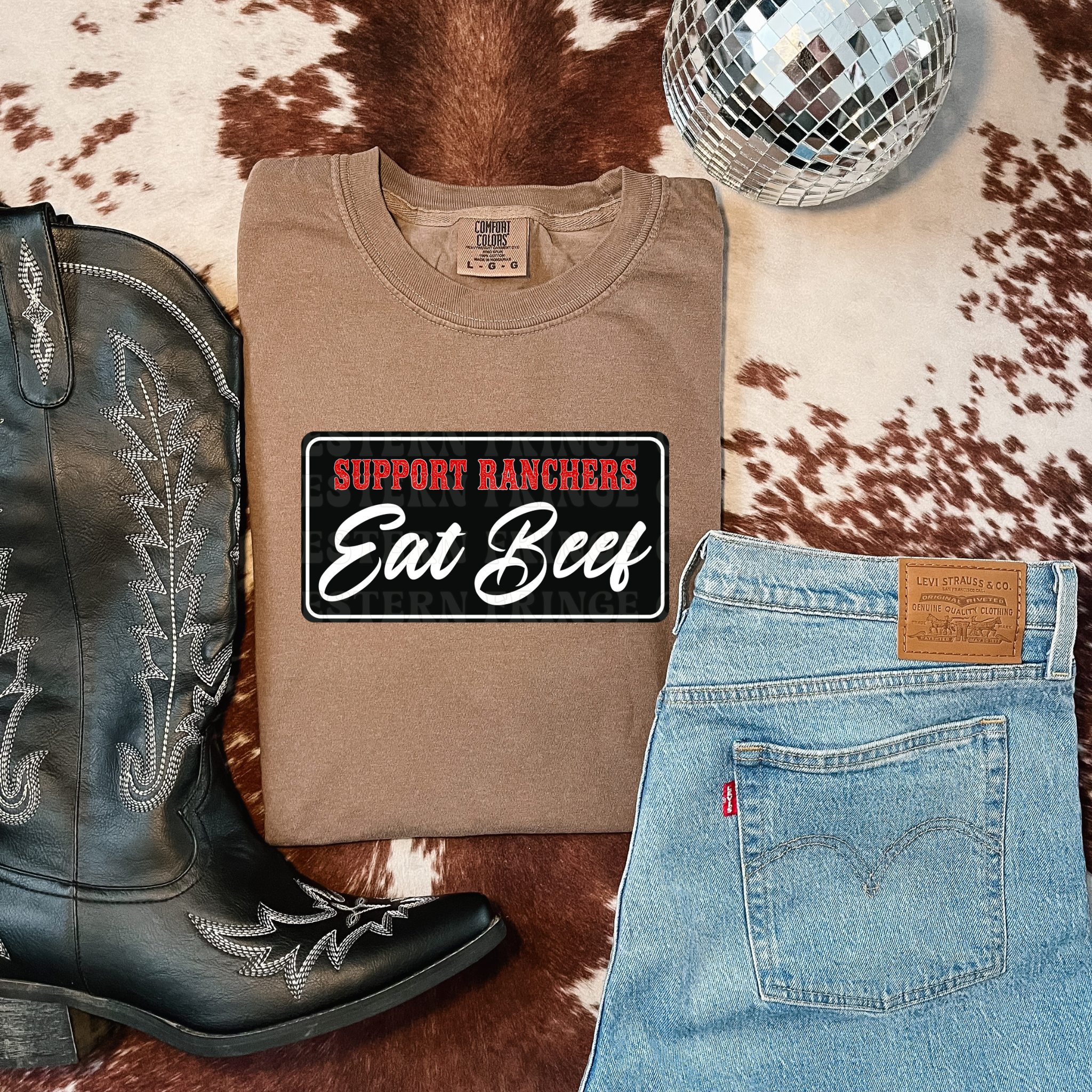 Support Ranchers Eat Beef T-Shirt Graphic | Crewneck