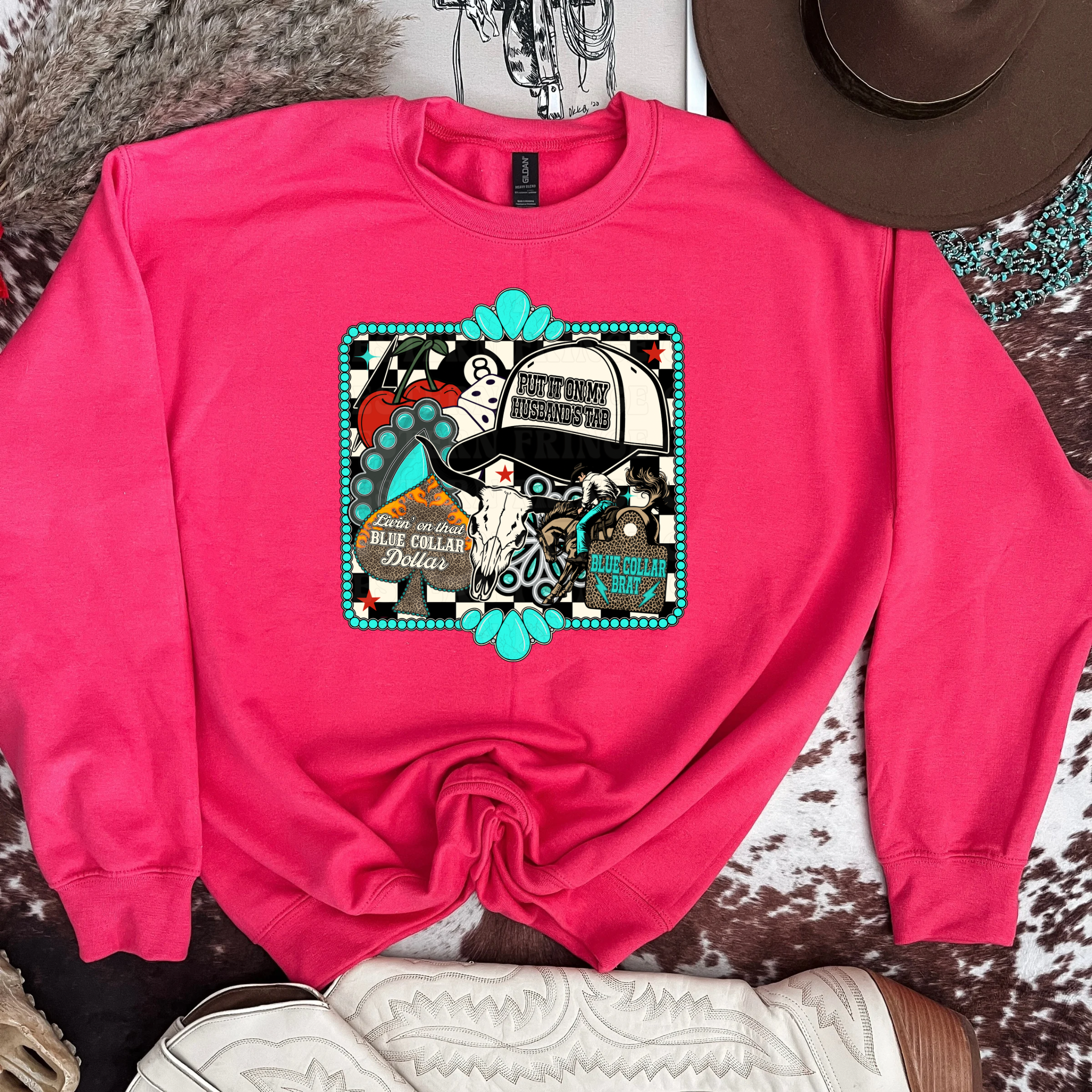 Framed Blue Collar Collage Graphic T-Shirt | Crewneck
