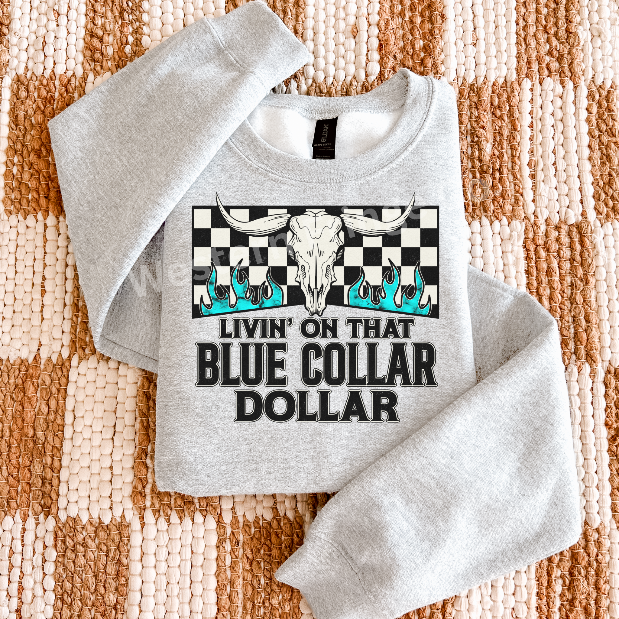 Livin’ On That Blue Collar Dollar Graphic T-Shirt | Crewneck