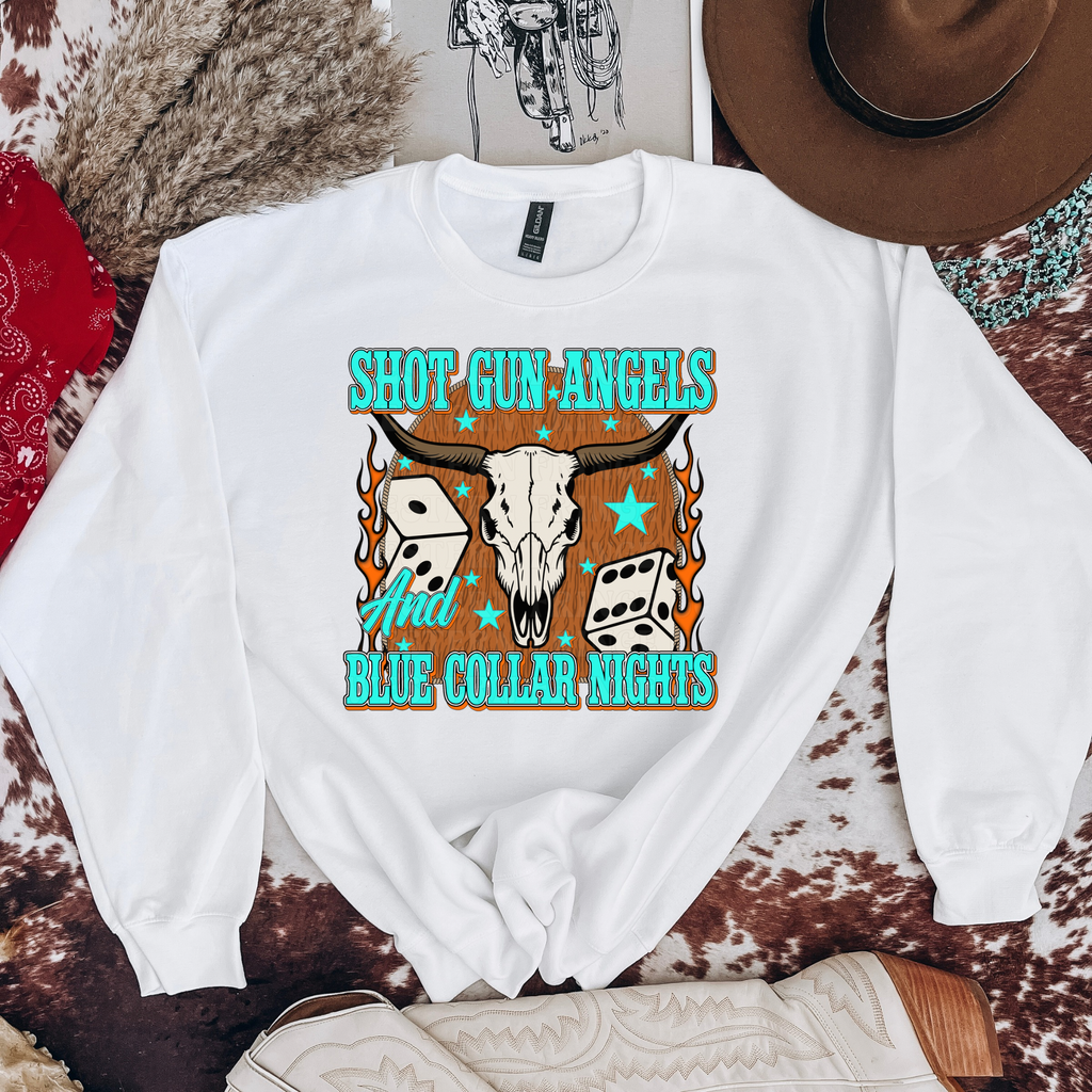 Shot Gun Angels And Blue Collar Nights T-Shirt Graphic | Crewneck