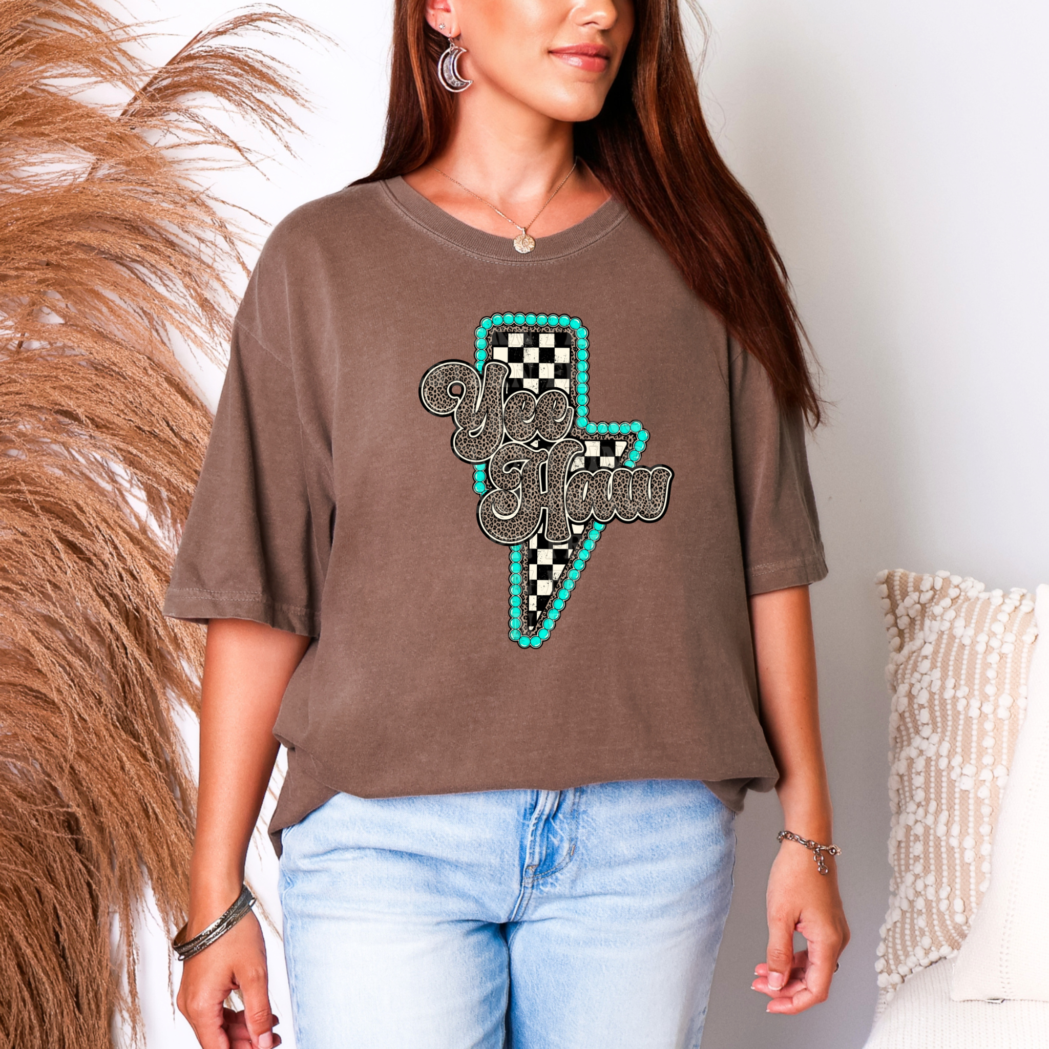 Yee Haw Lighting Bolt T-Shirt Graphic | Crewneck |