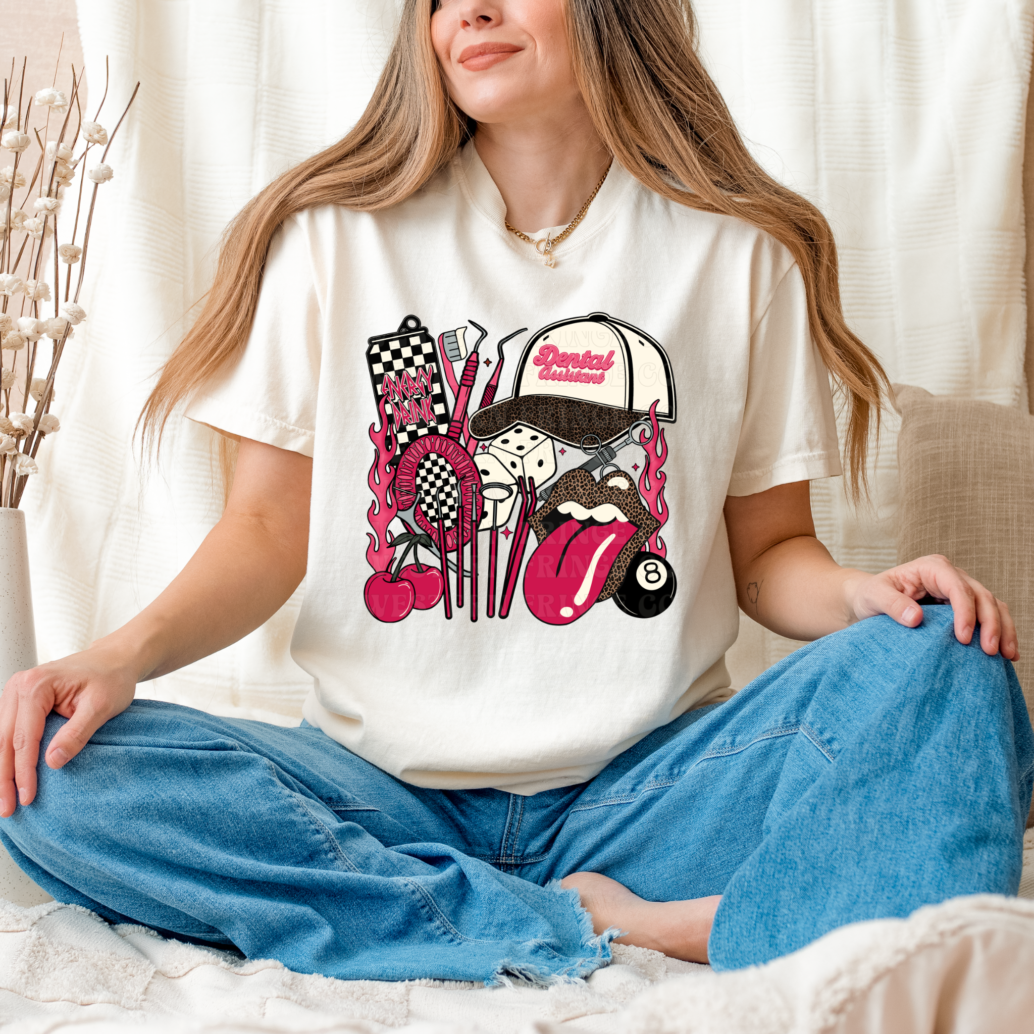 Dental Assistant T-Shirt Graphic | Crewneck | Pink Version