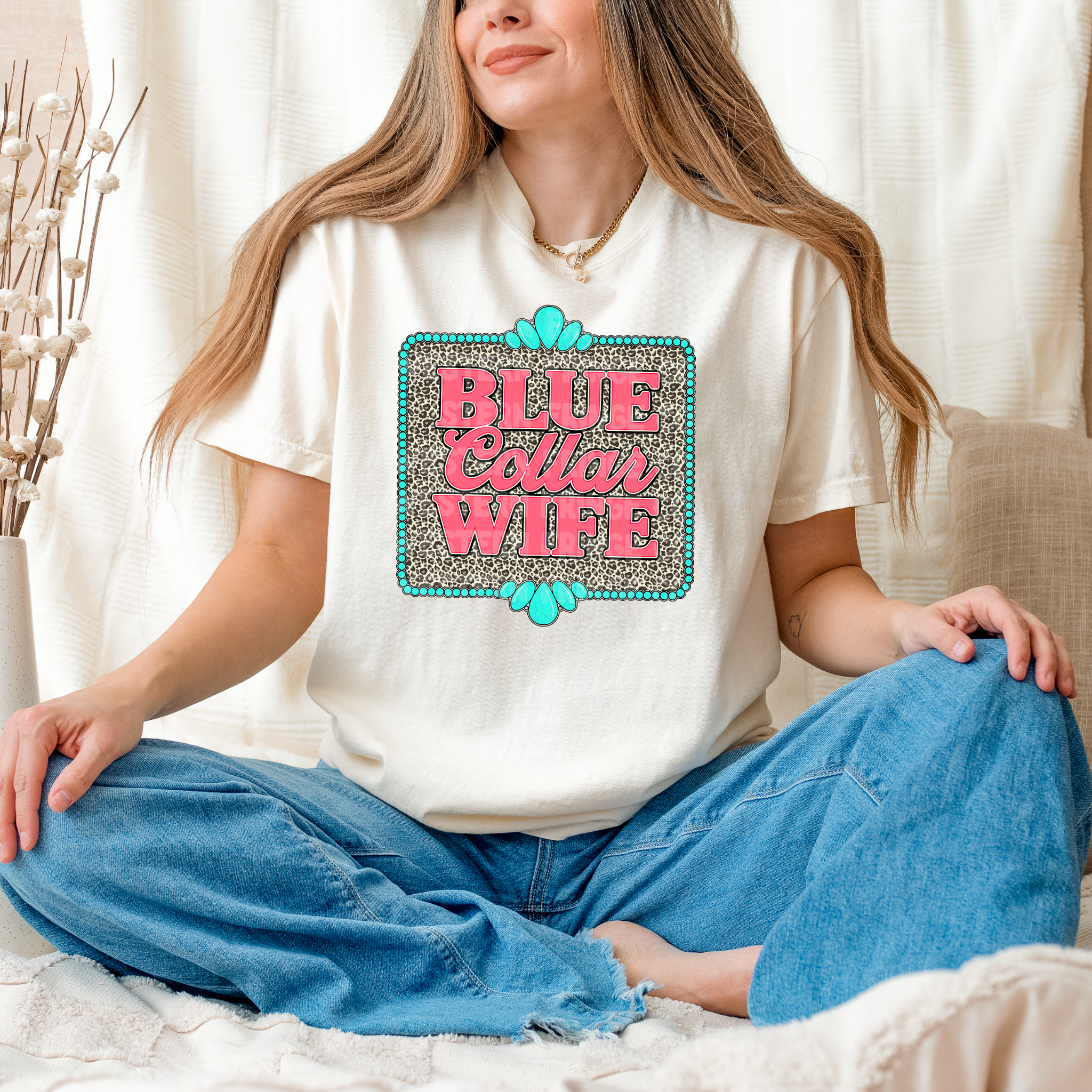 Blue Collar Wife Graphic T-Shirt | Crewneck |Leopard Print