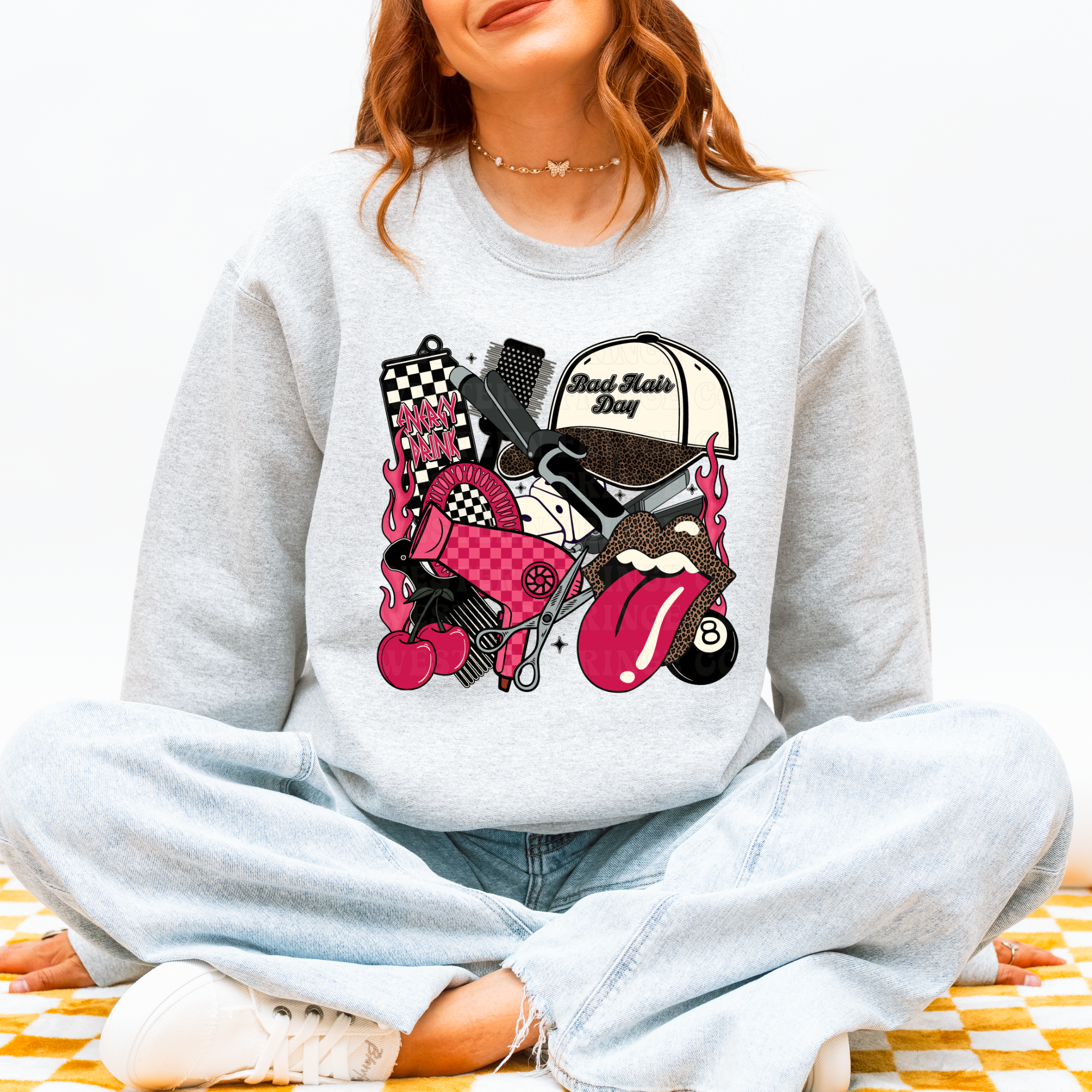 Hot Pink Hairstylist Graphic T-Shirt | Crewneck