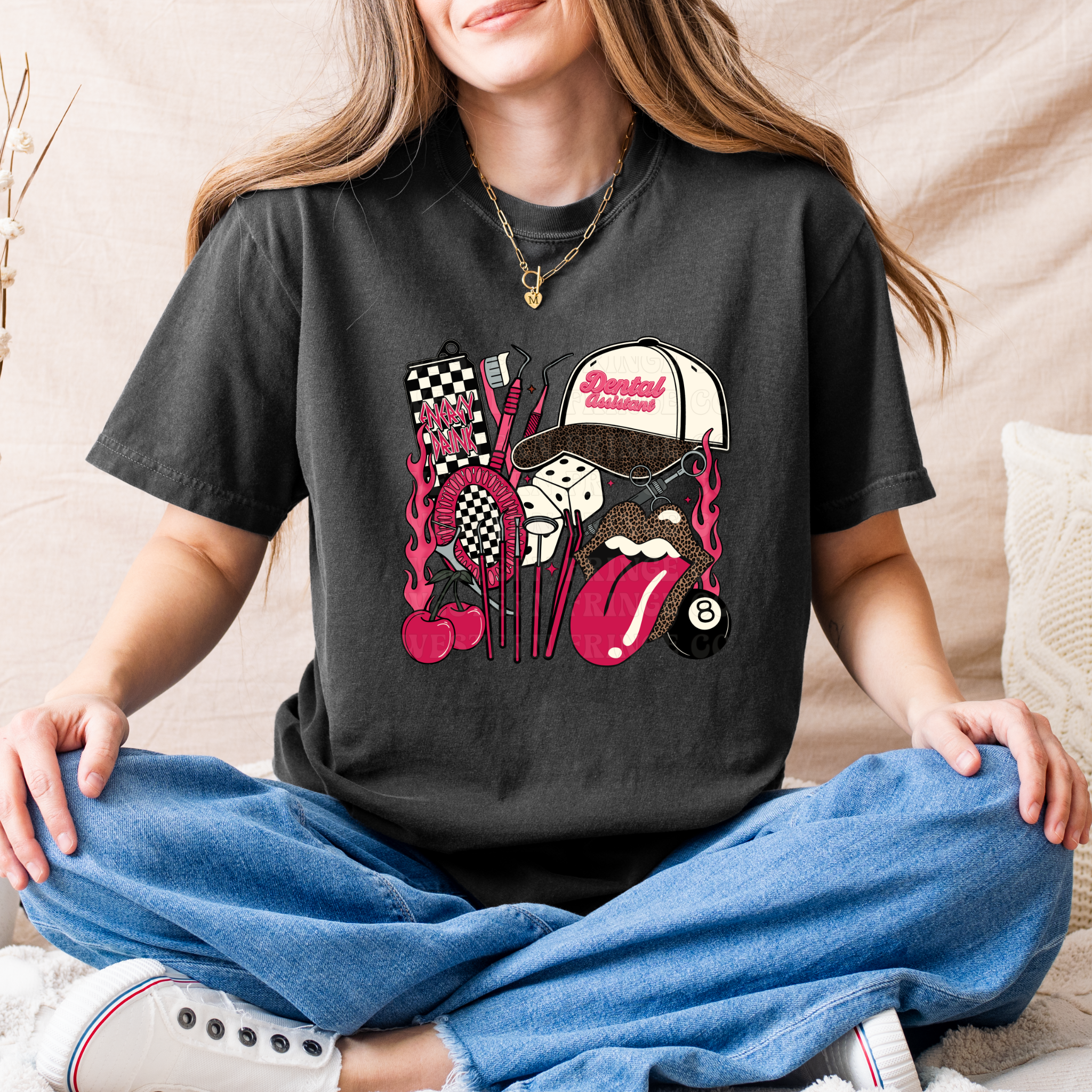 Dental Assistant T-Shirt Graphic | Crewneck | Pink Version