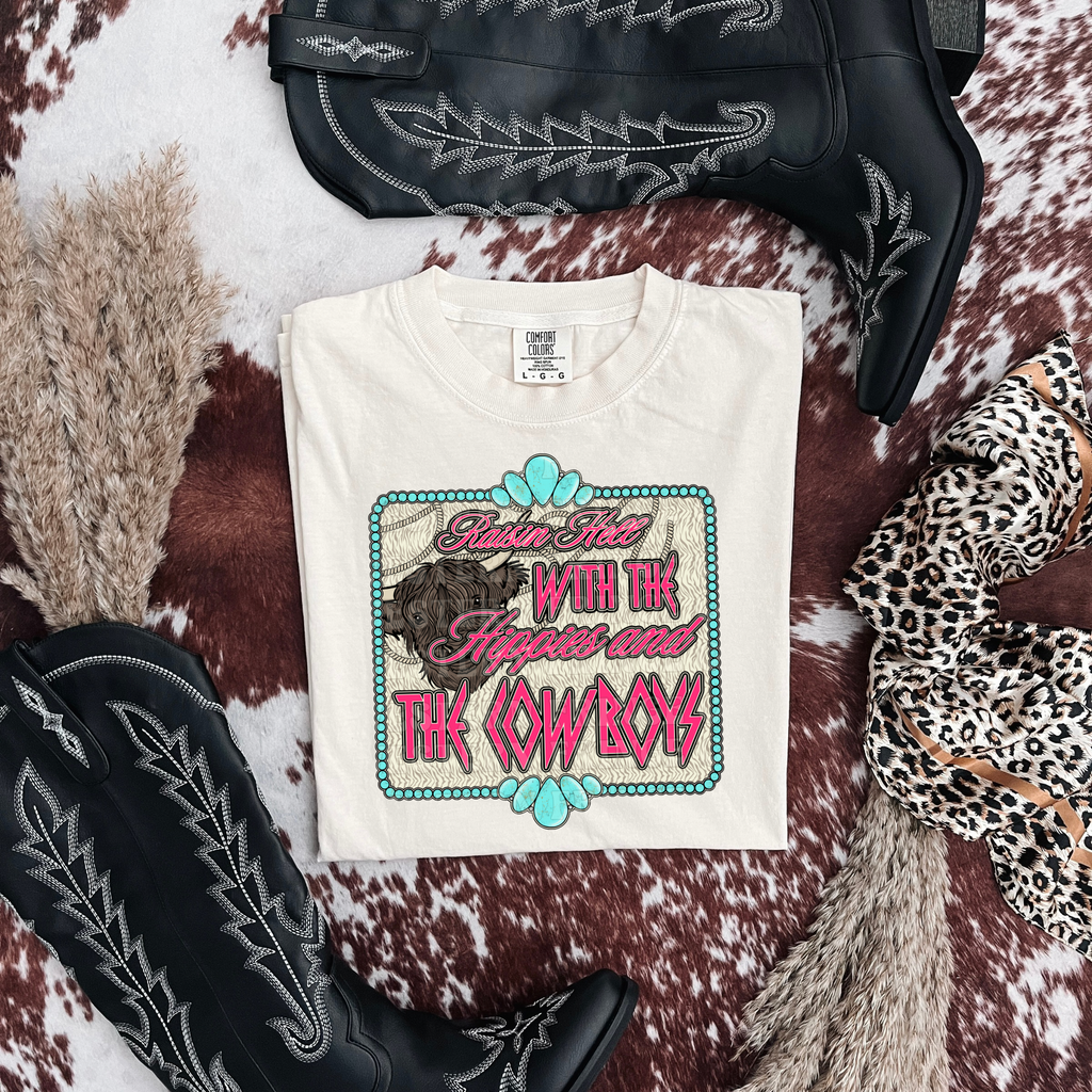 Raisin' Hell With The Hippies And The Cowboys Graphic T-Shirt | Crewneck