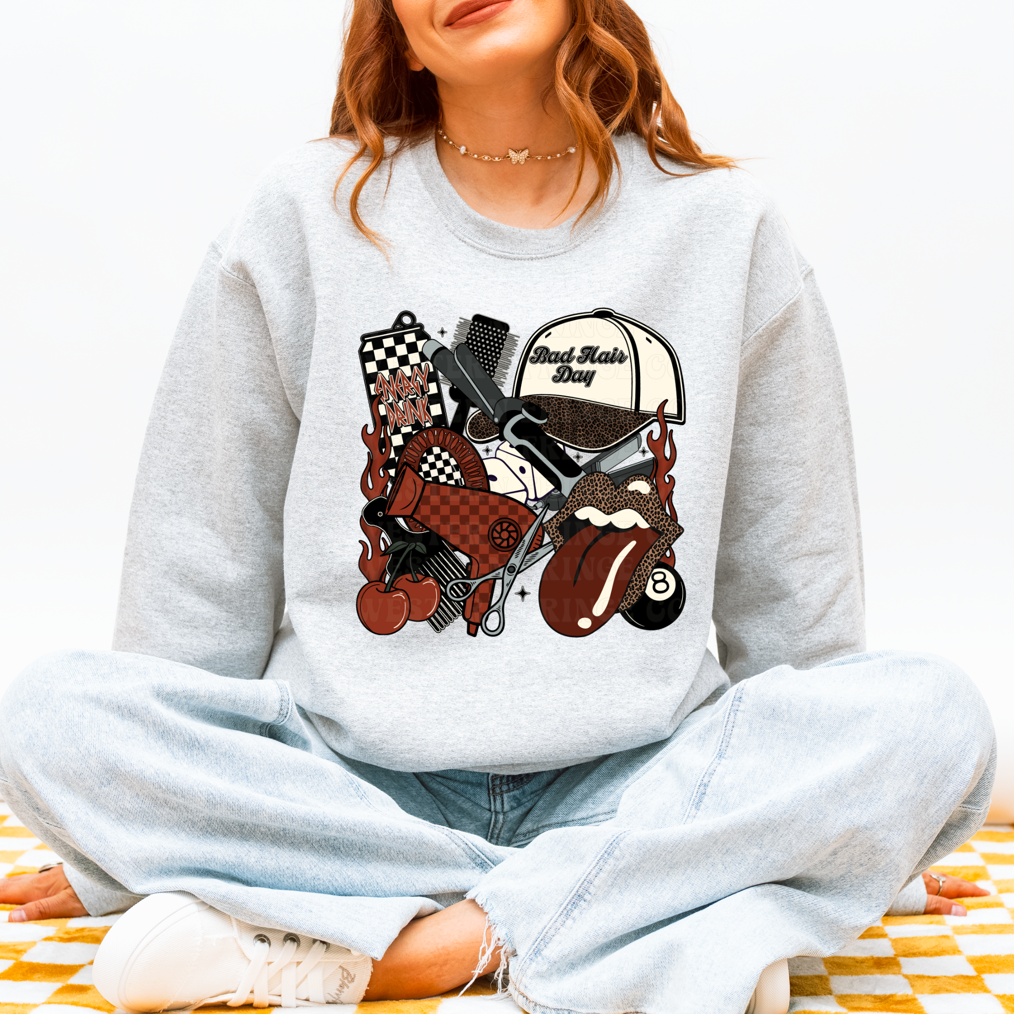 Rustic Orange Hairstylist Graphic T-Shirt | Crewneck