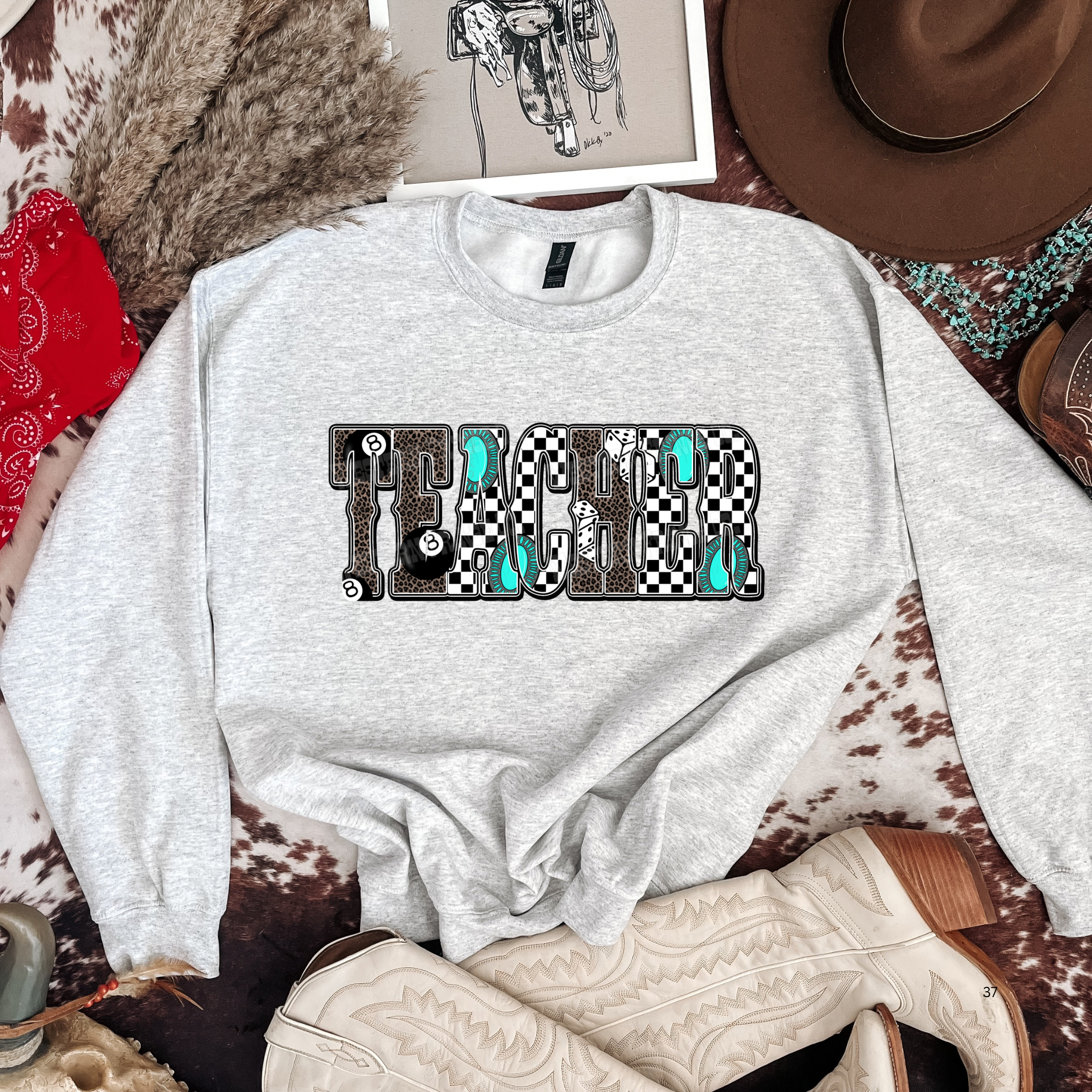 Western Teacher Graphic T-Shirt | Crewneck