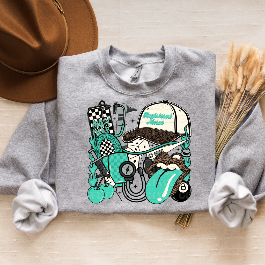 Registered Nurse T-Shirt Graphic | Registered Nurse Crewneck | Turquoise Version