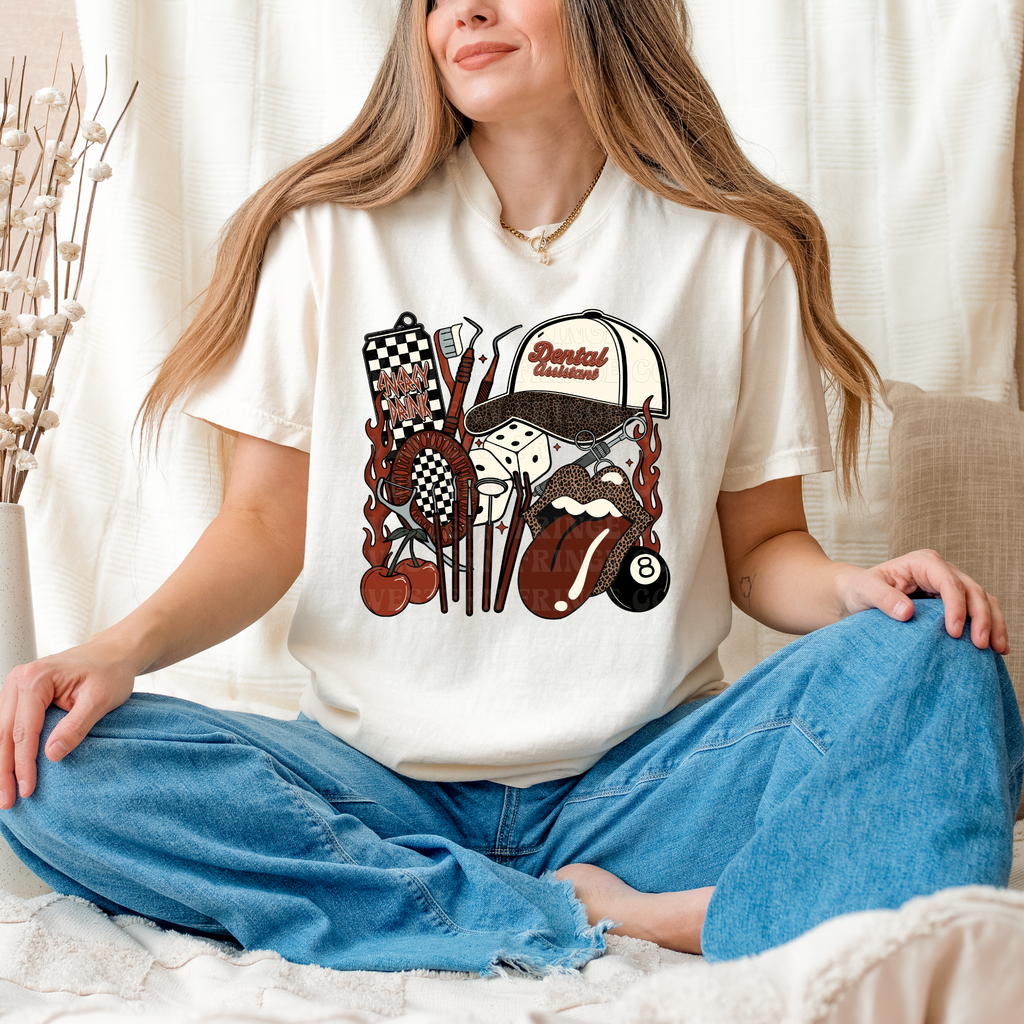Dental Assistant T-Shirt Graphic | Crewneck | Rustic Orange Version