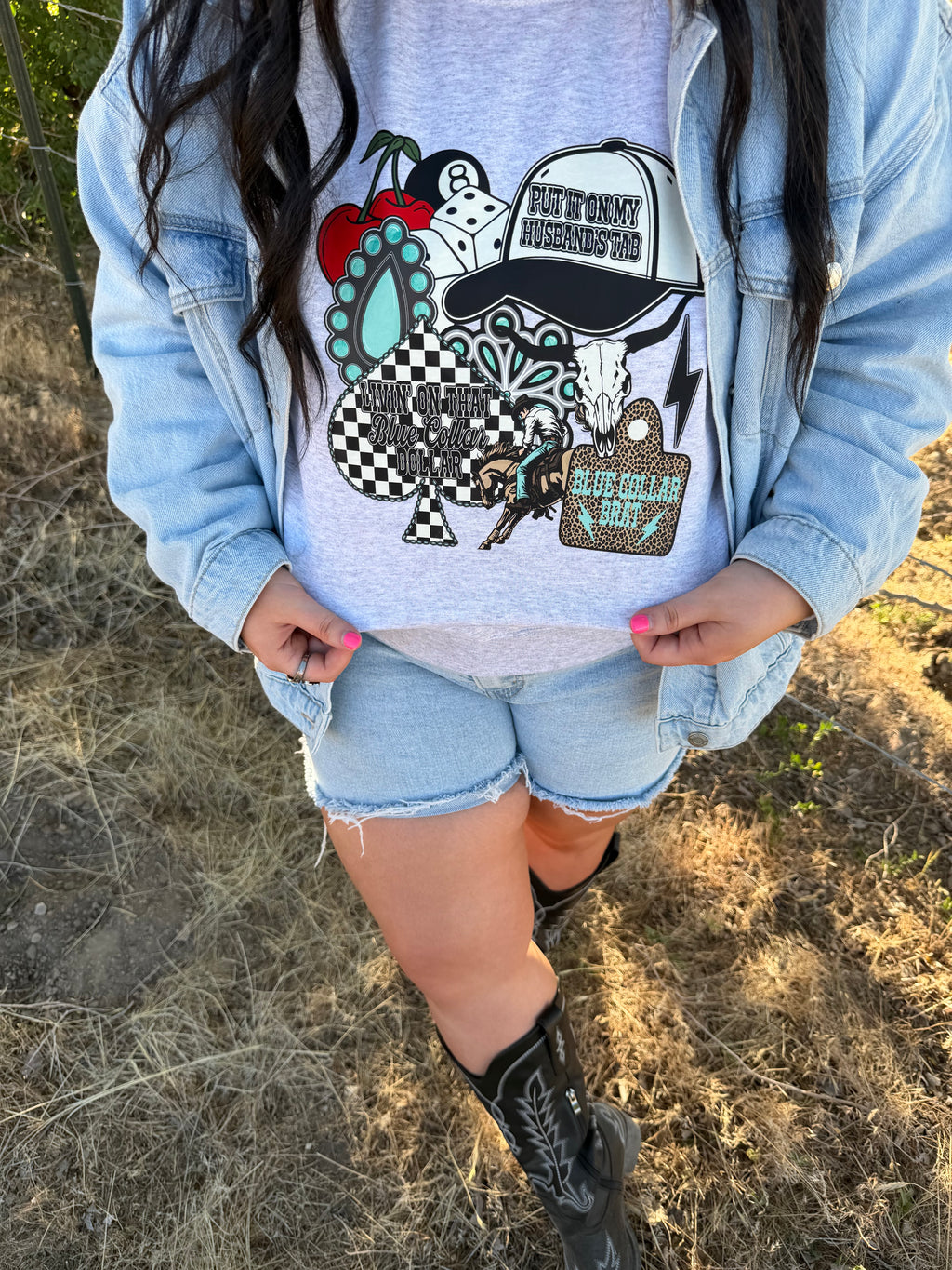 Blue Collar Collage Graphic T-Shirt | Crewneck