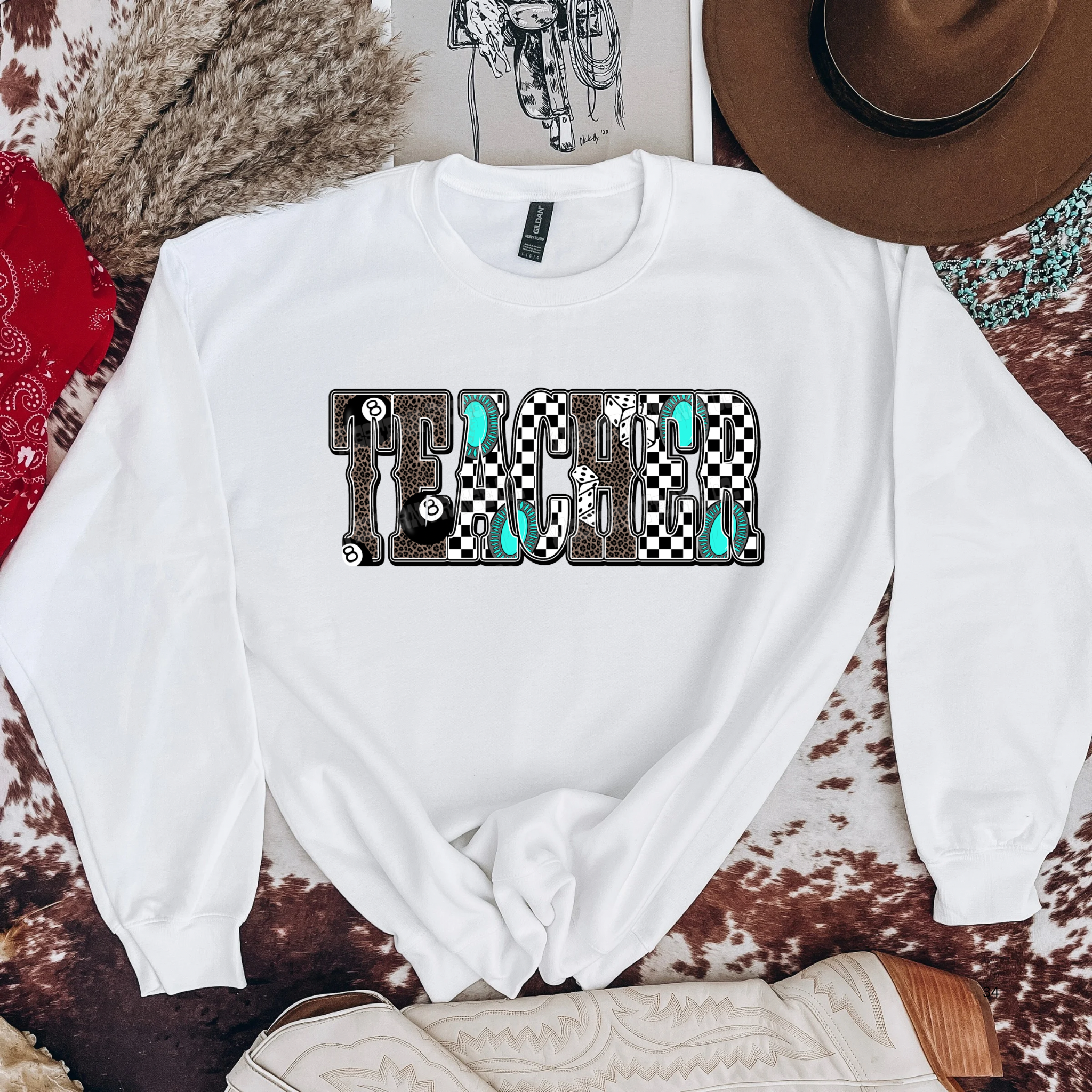 Western Teacher Graphic T-Shirt | Crewneck