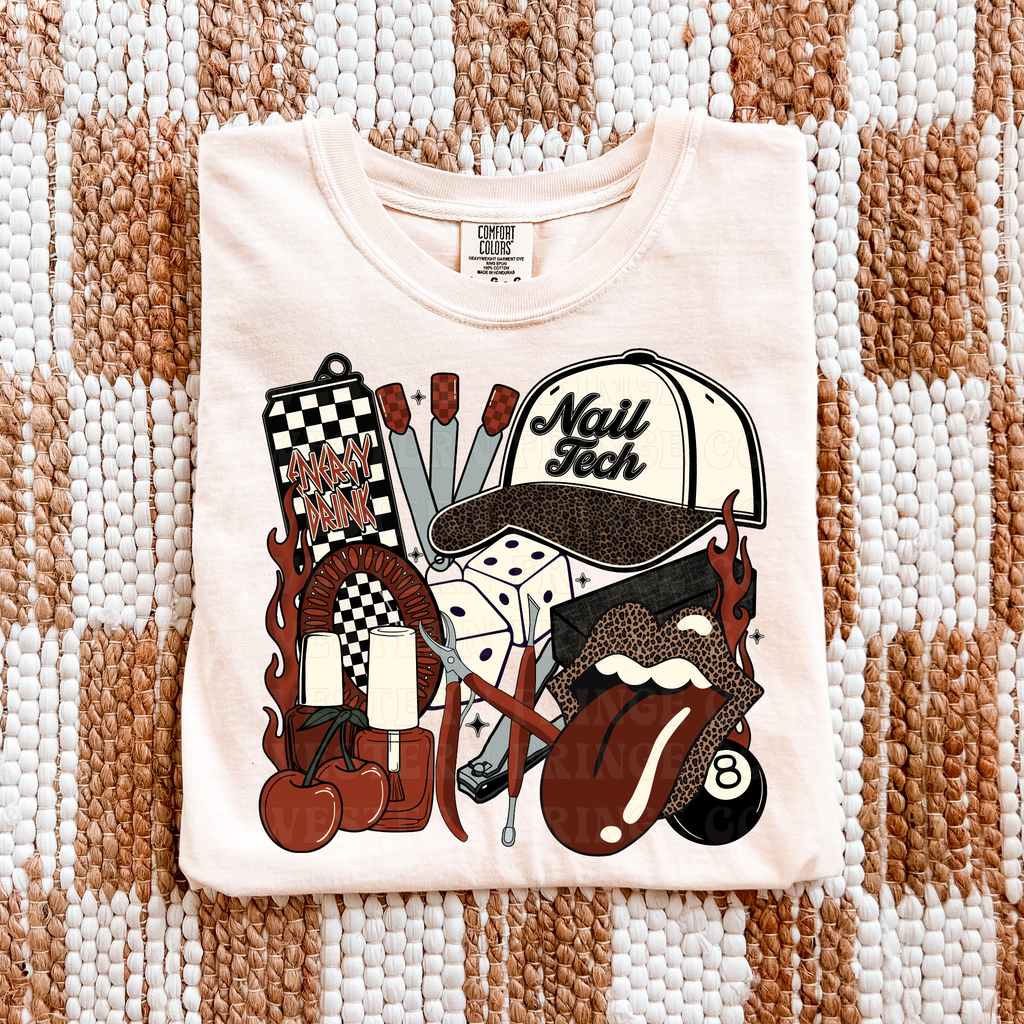 Nail Tech T-Shirt Graphic | Crewneck | Burnt Orange Version