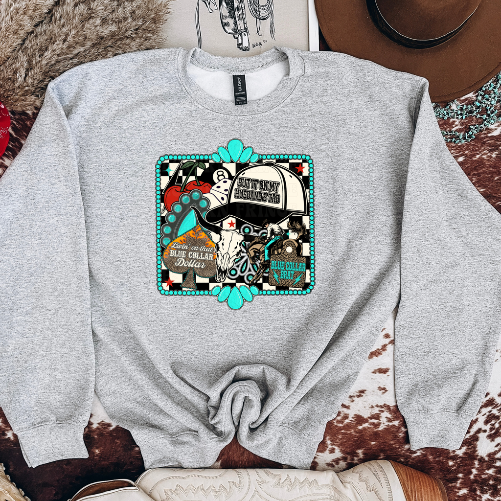 Framed Blue Collar Collage Graphic T-Shirt | Crewneck
