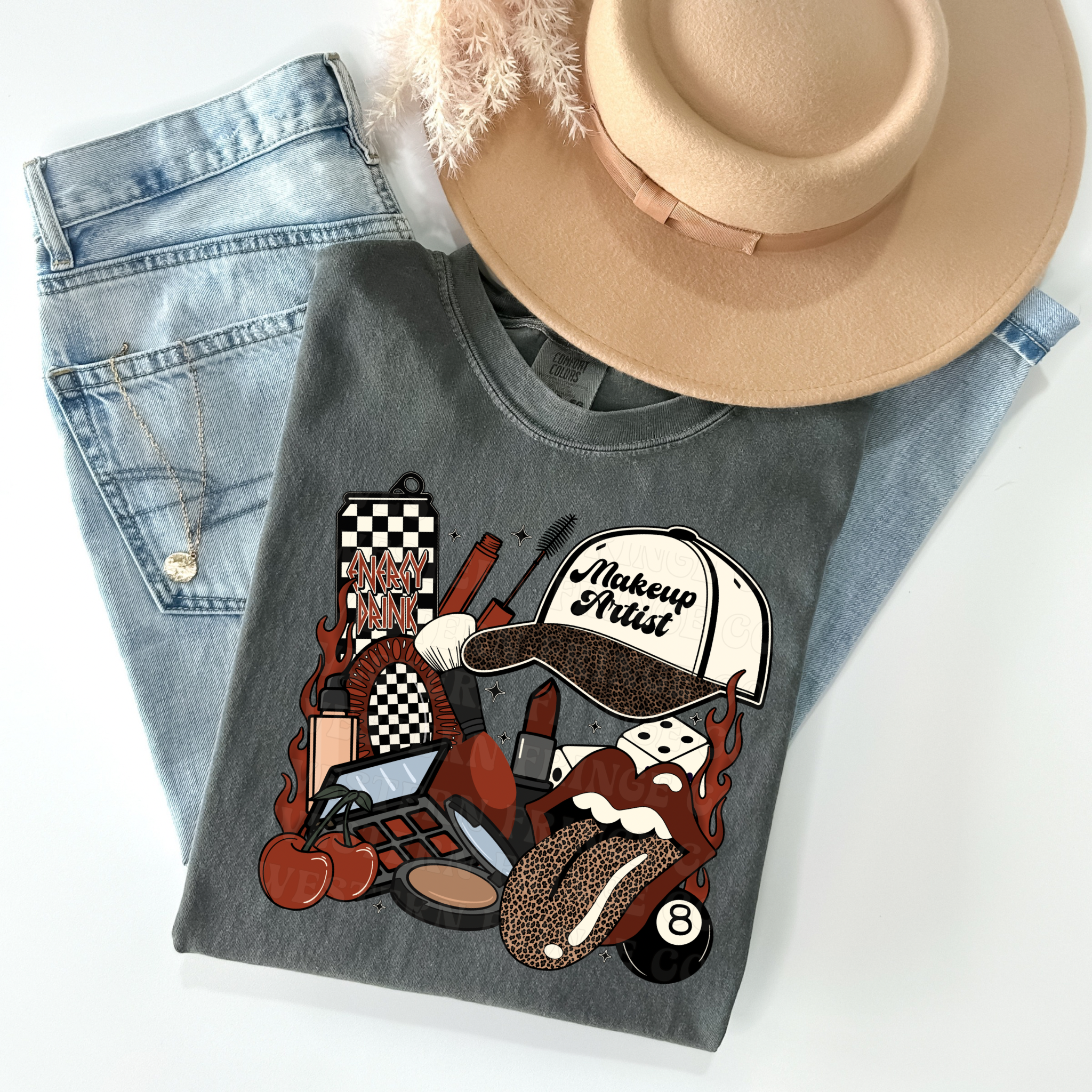 Makeup Artist T-Shirt Graphic | Crewneck | Burnt Orange Version