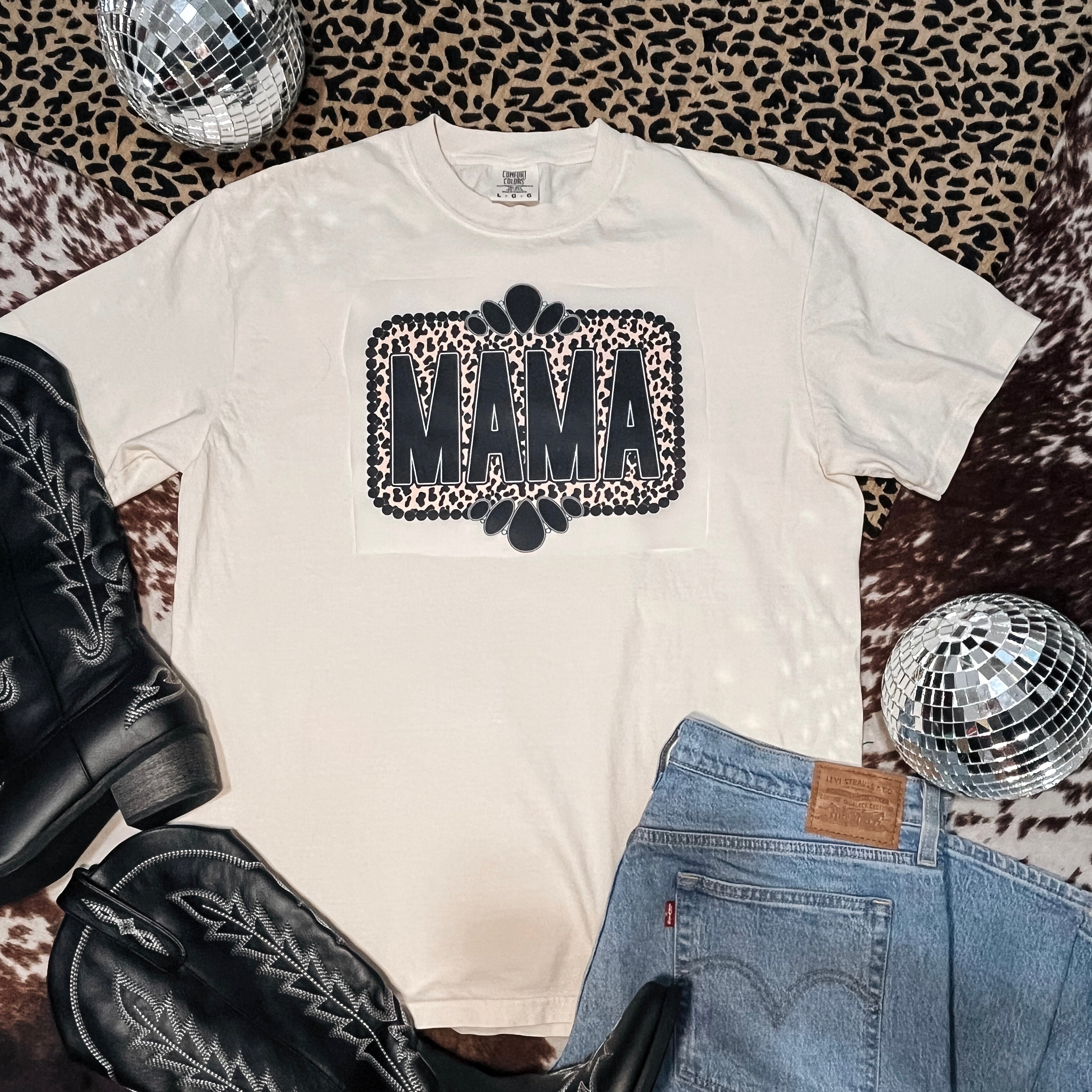 Leopard Print Mama T-Shirt Graphic | Crewneck