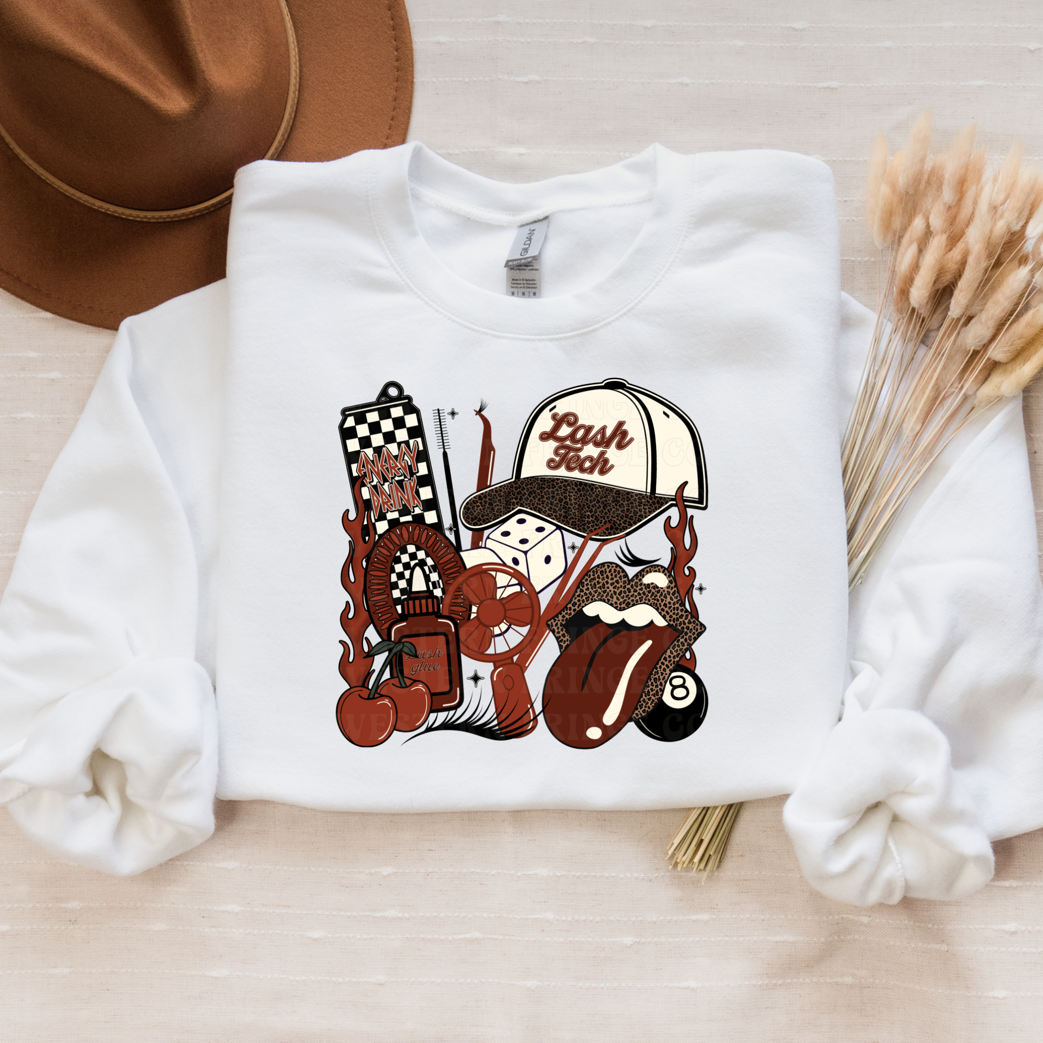Lash Tech T-Shirt Graphic | Crewneck | Rustic Orange Version