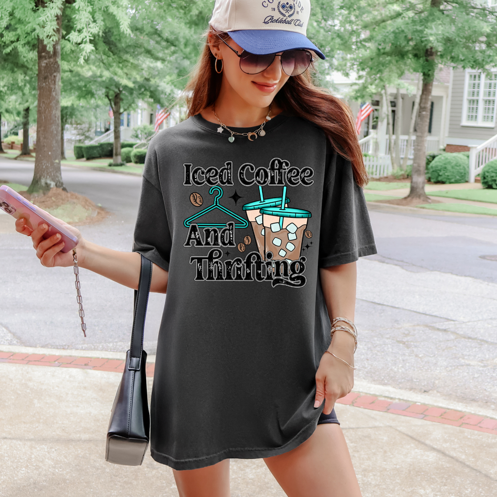 Iced Coffee And Thrifting T-Shirt Graphic | Crewneck |