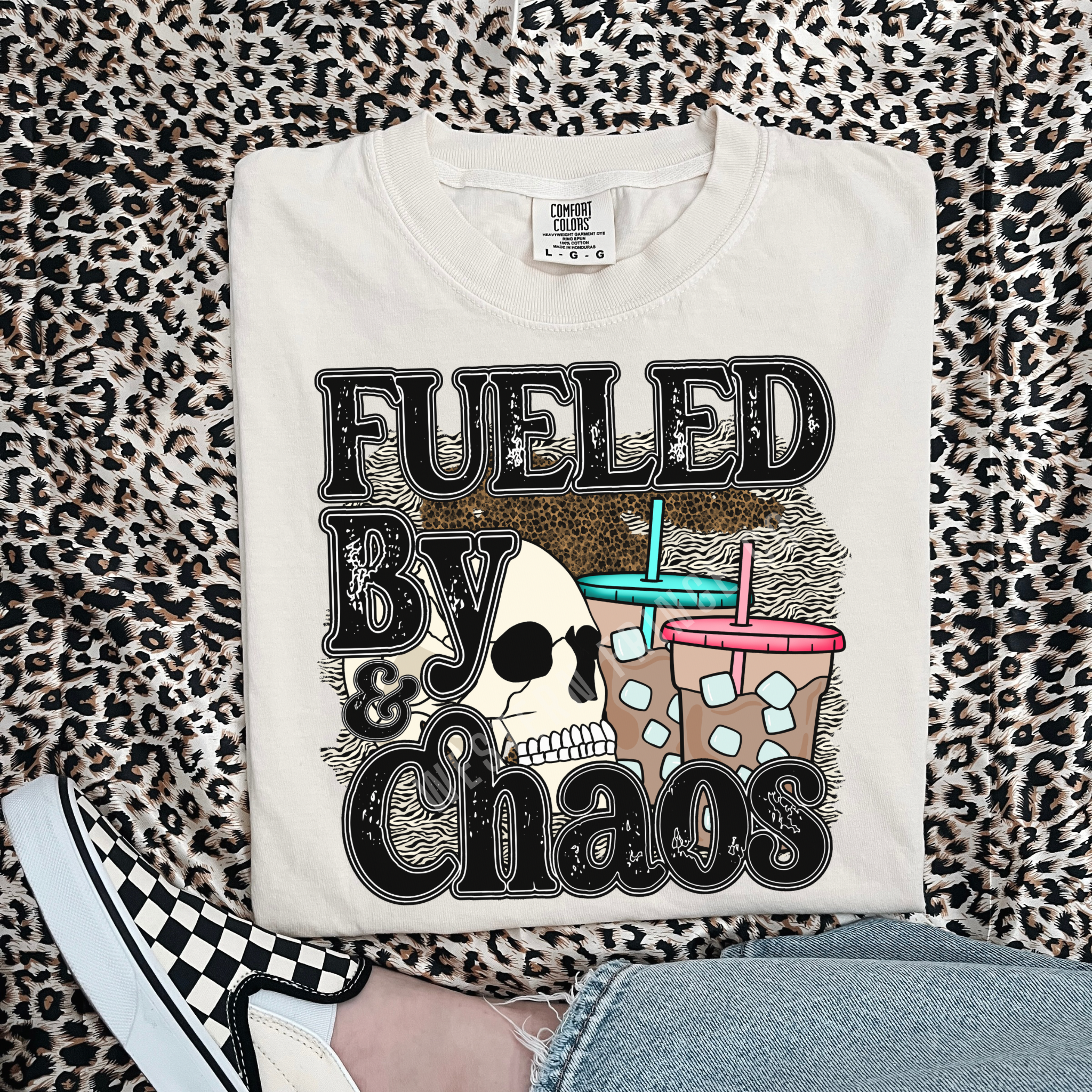 Fueled By Iced Coffee & Chaos T-Shirt Graphic | Crewneck |