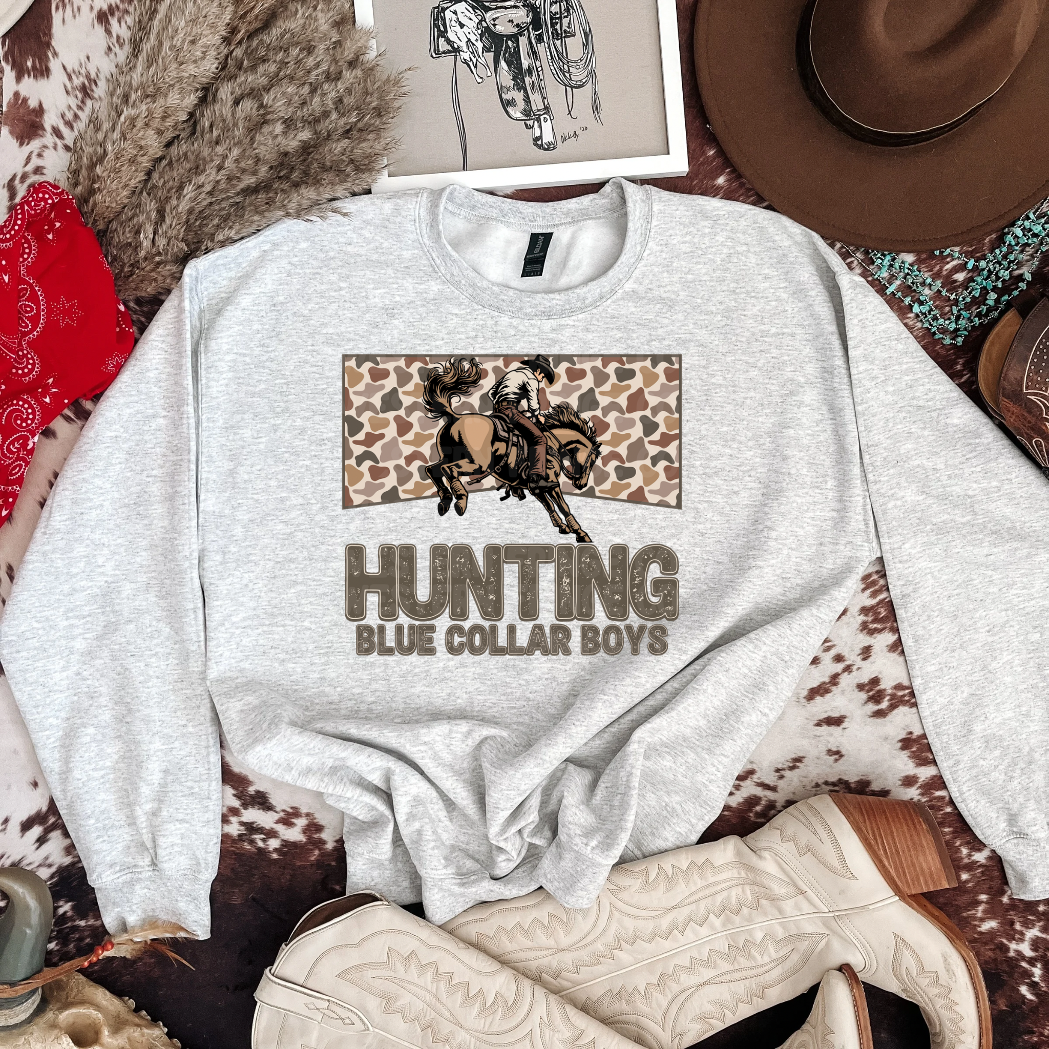 Hunting Blue Collar Boys Graphic T-Shirt | Crewneck