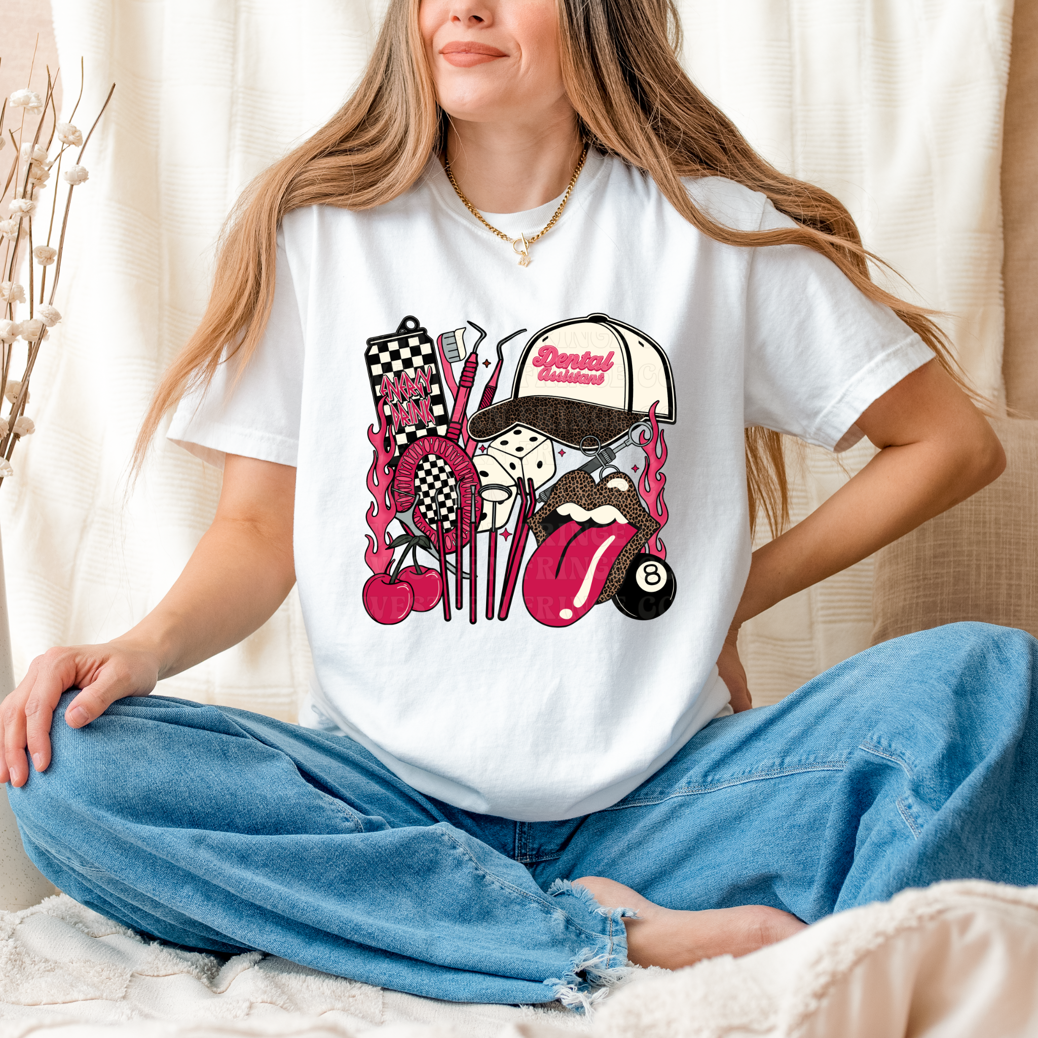 Dental Assistant T-Shirt Graphic | Crewneck | Pink Version