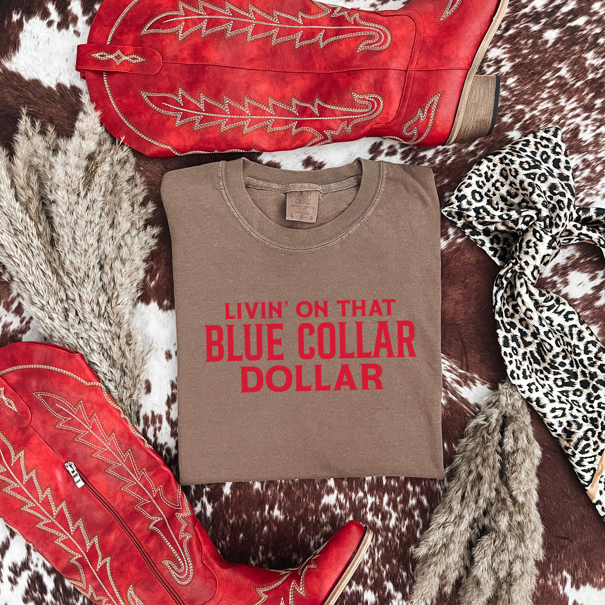 Livin’ On That Blue Collar Dollar Graphic T-Shirt | Crewneck