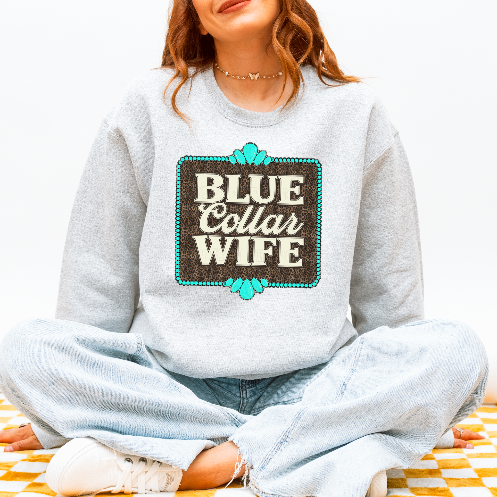 Blue Collar Wife Graphic T-Shirt | Crewneck | Leopard Print