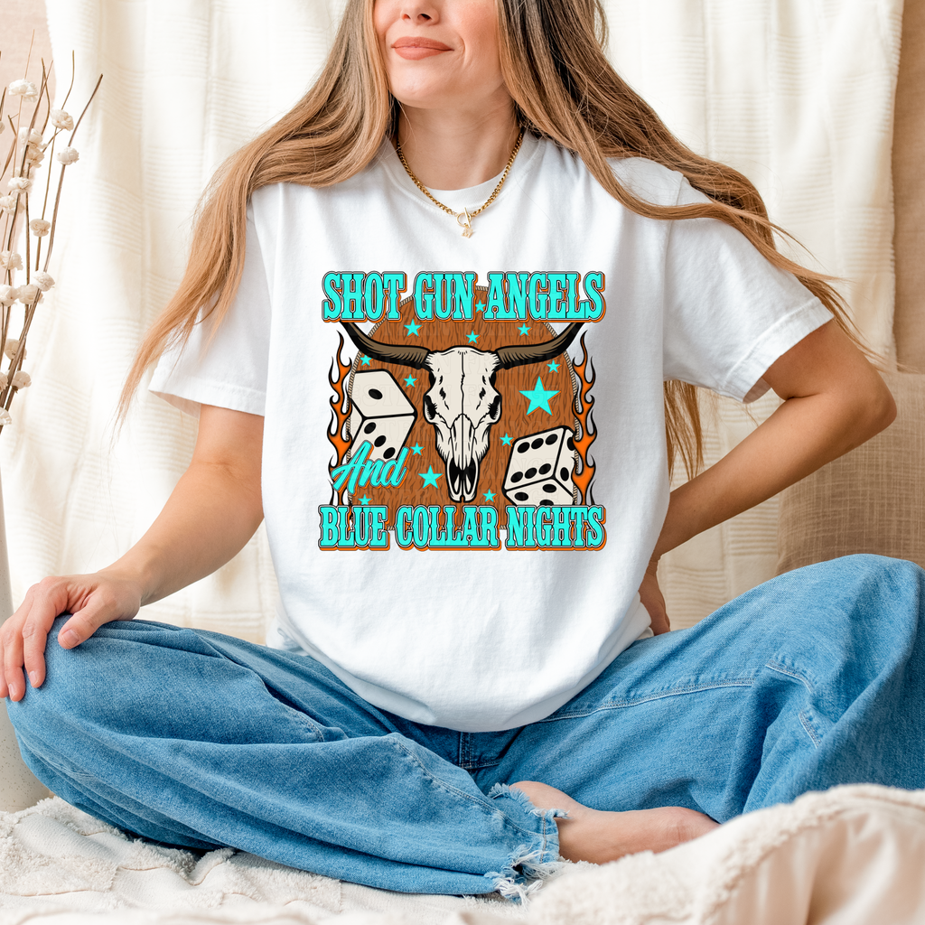 Shot Gun Angels And Blue Collar Nights T-Shirt Graphic | Crewneck