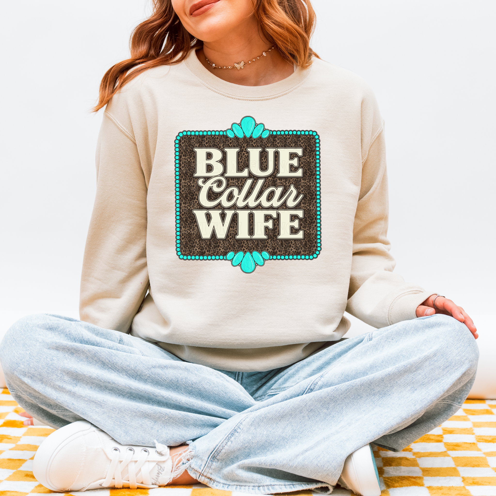 Blue Collar Wife Graphic T-Shirt | Crewneck | Leopard Print