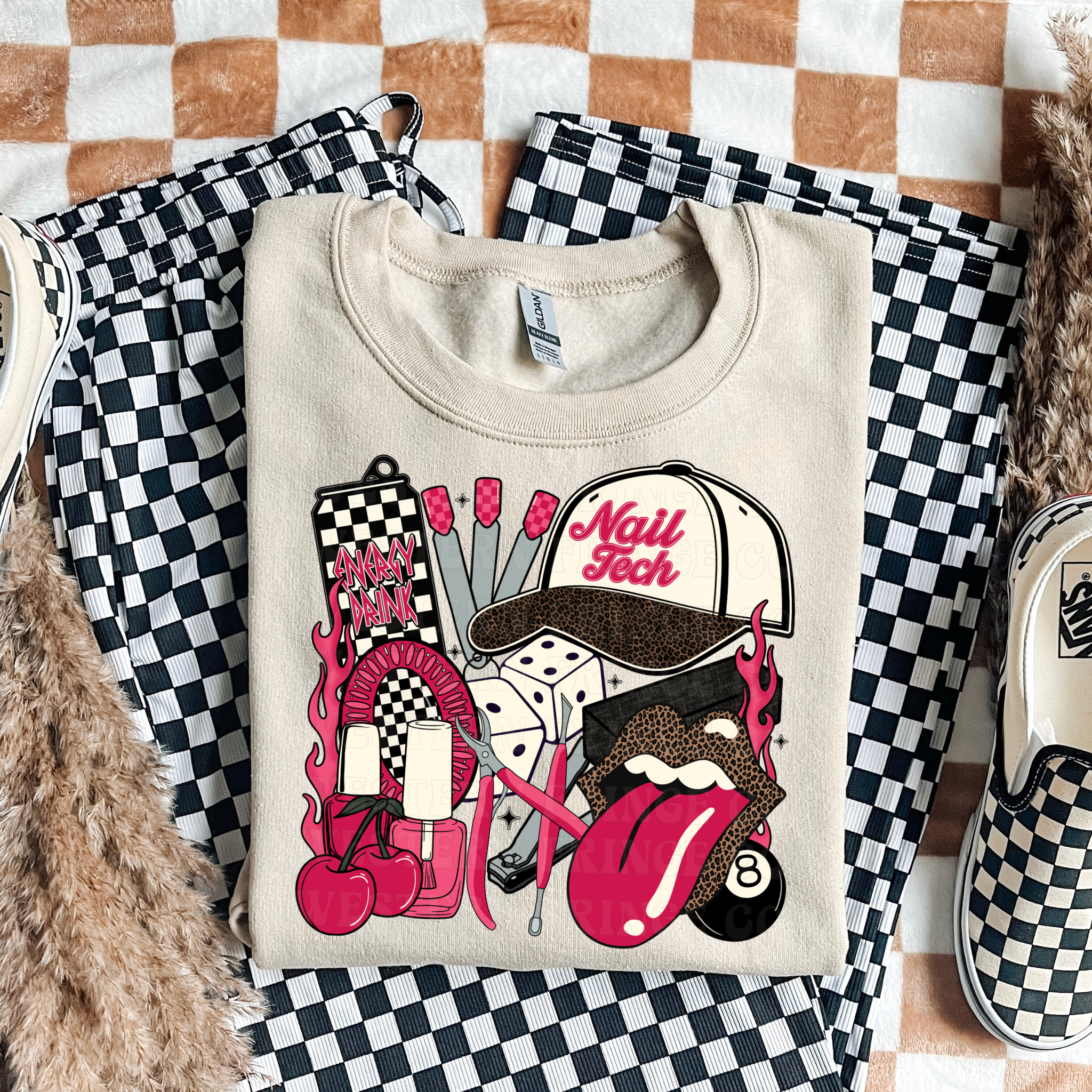 Nail Tech T-Shirt Graphic | Crewneck | Hot Pink Version