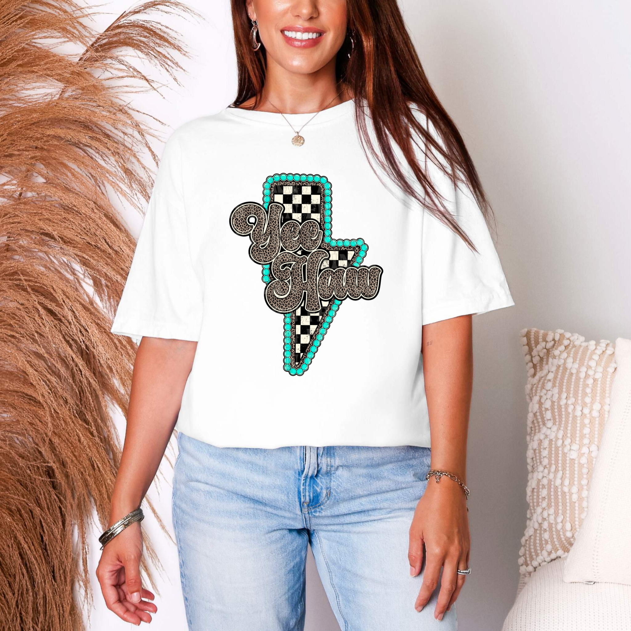 Yee Haw Lighting Bolt T-Shirt Graphic | Crewneck |
