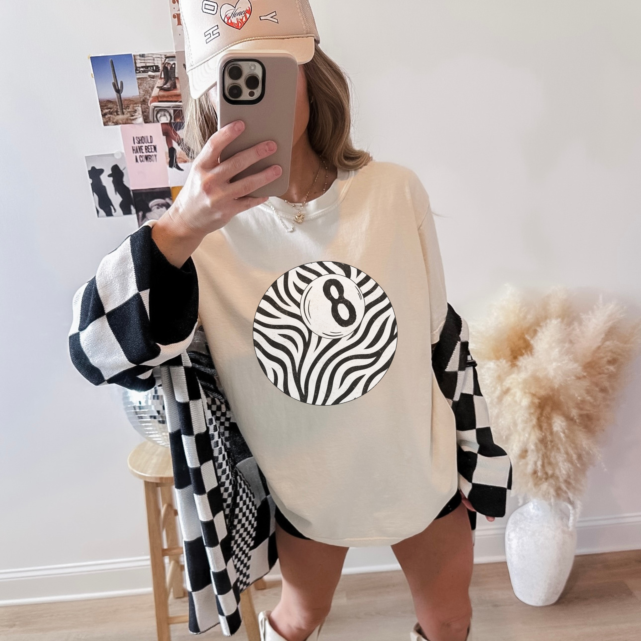 Zebra 8 Ball T-Shirt Graphic | Crewneck