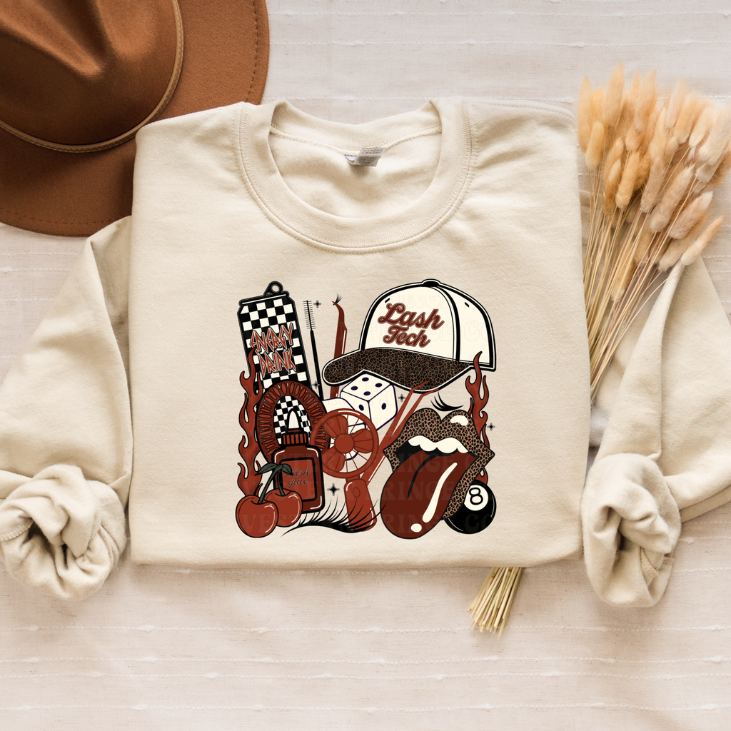 Lash Tech T-Shirt Graphic | Crewneck | Rustic Orange Version