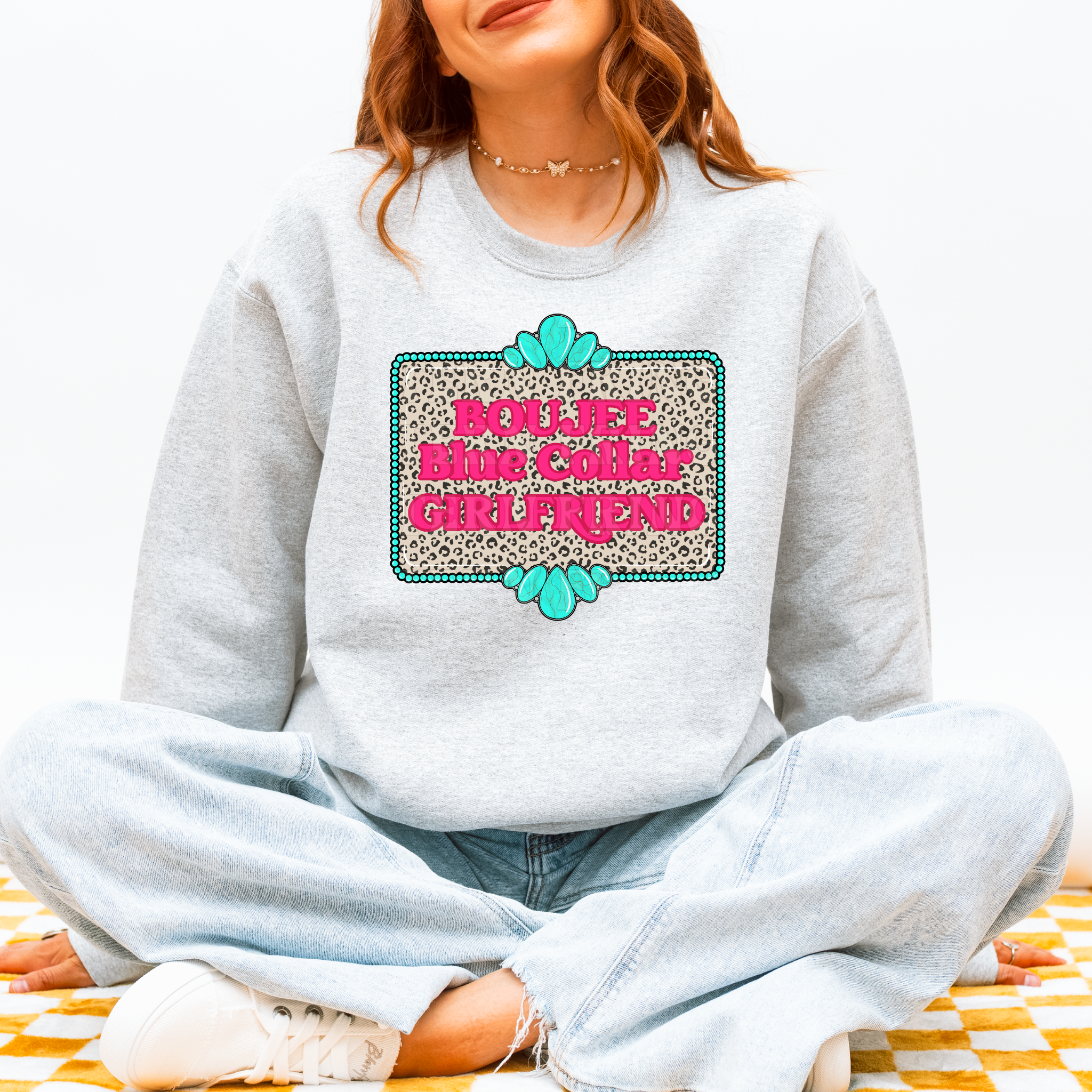 Boujee Blue Collar Girlfriend Graphic T-Shirt | Crewneck
