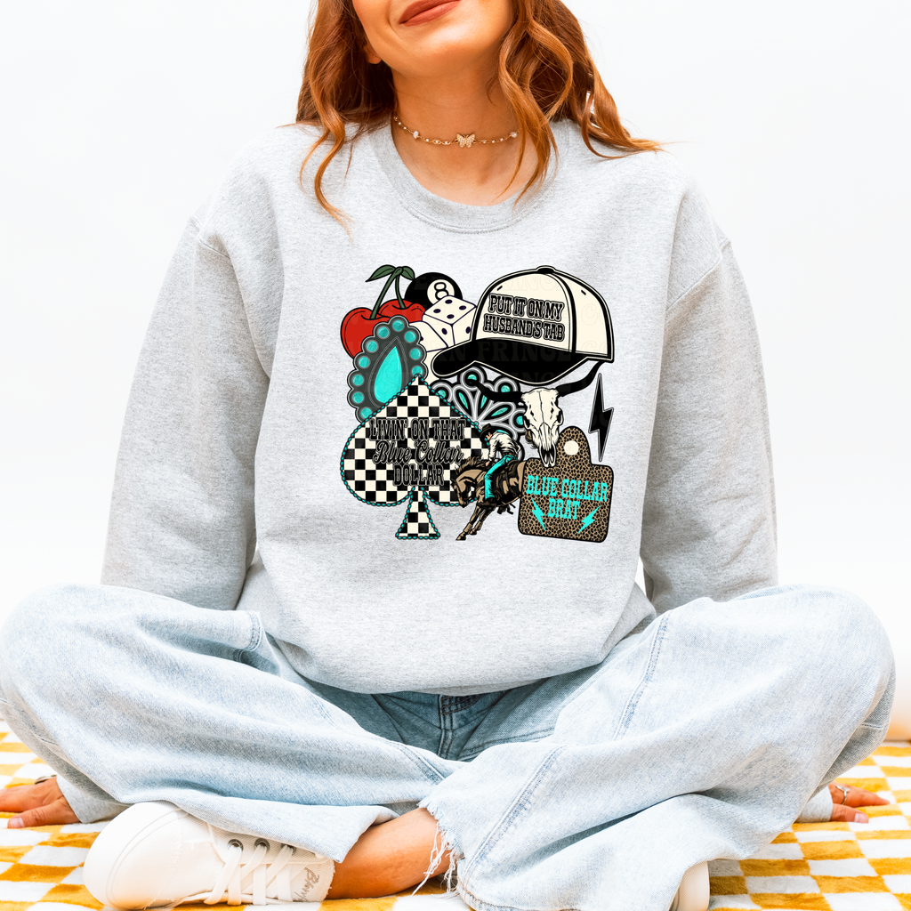Blue Collar Collage Graphic T-Shirt | Crewneck