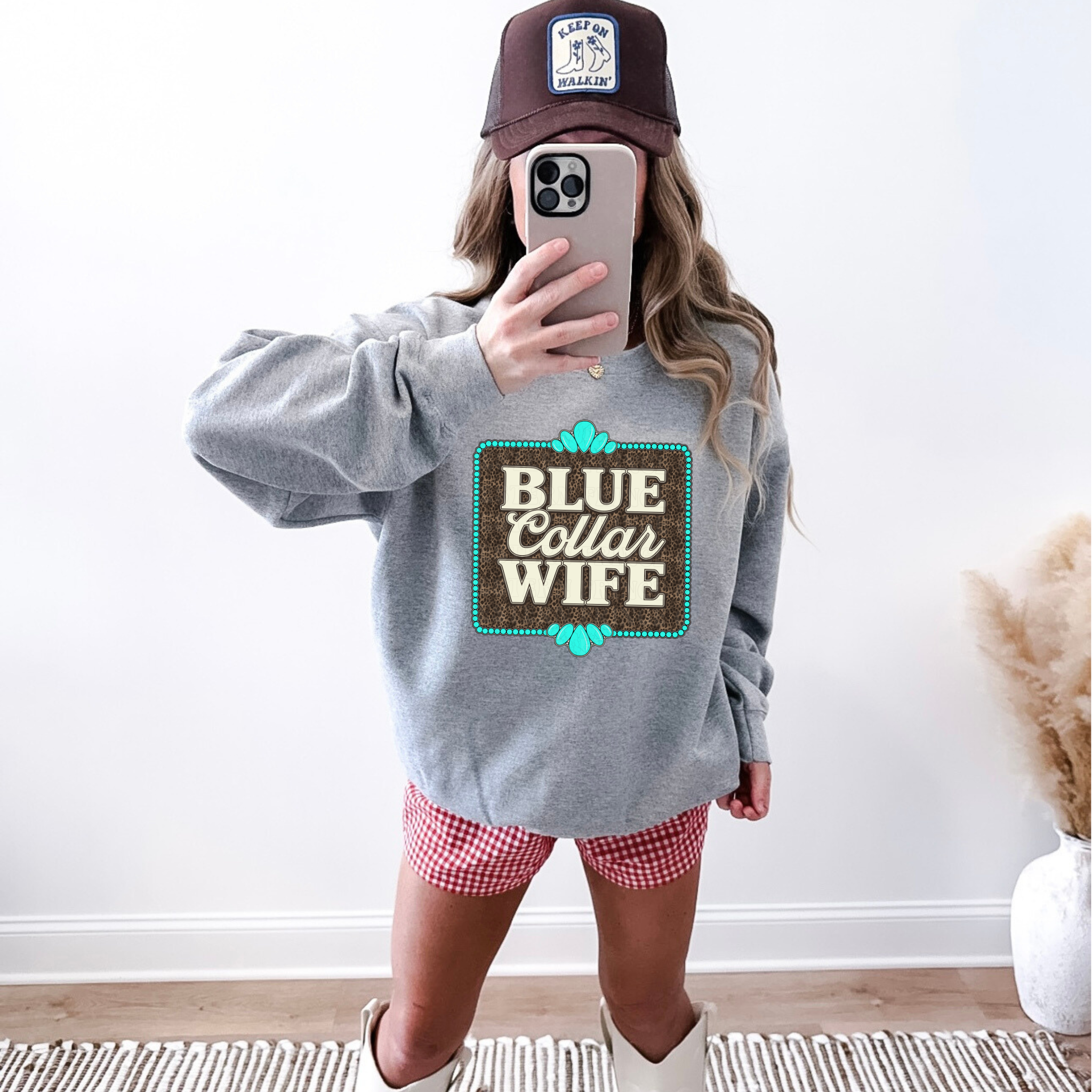 Blue Collar Wife Graphic T-Shirt | Crewneck | Leopard Print