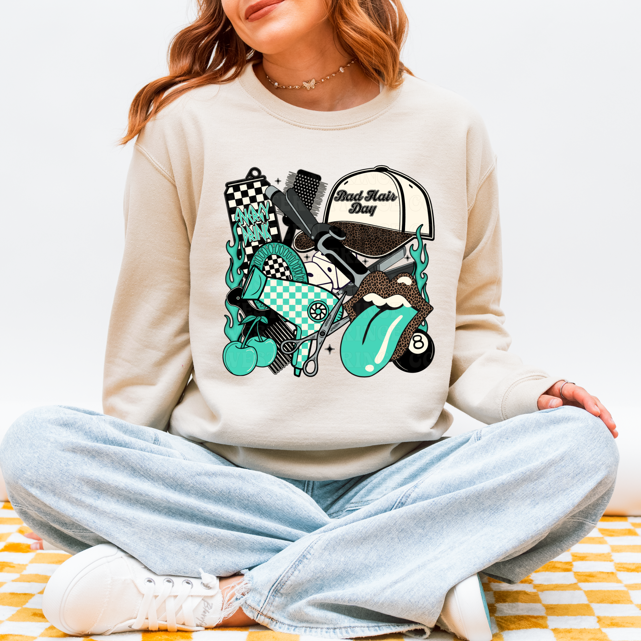 Turquoise Hairstylist Shirt Graphic T-Shirt | Crewneck