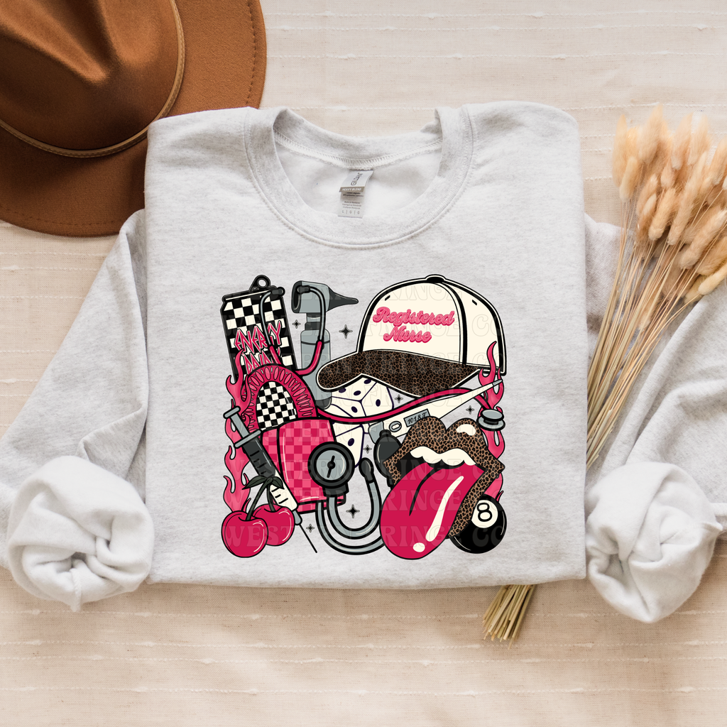 Registered Nurse T-Shirt Graphic | Registered Nurse Crewneck | Pink Version