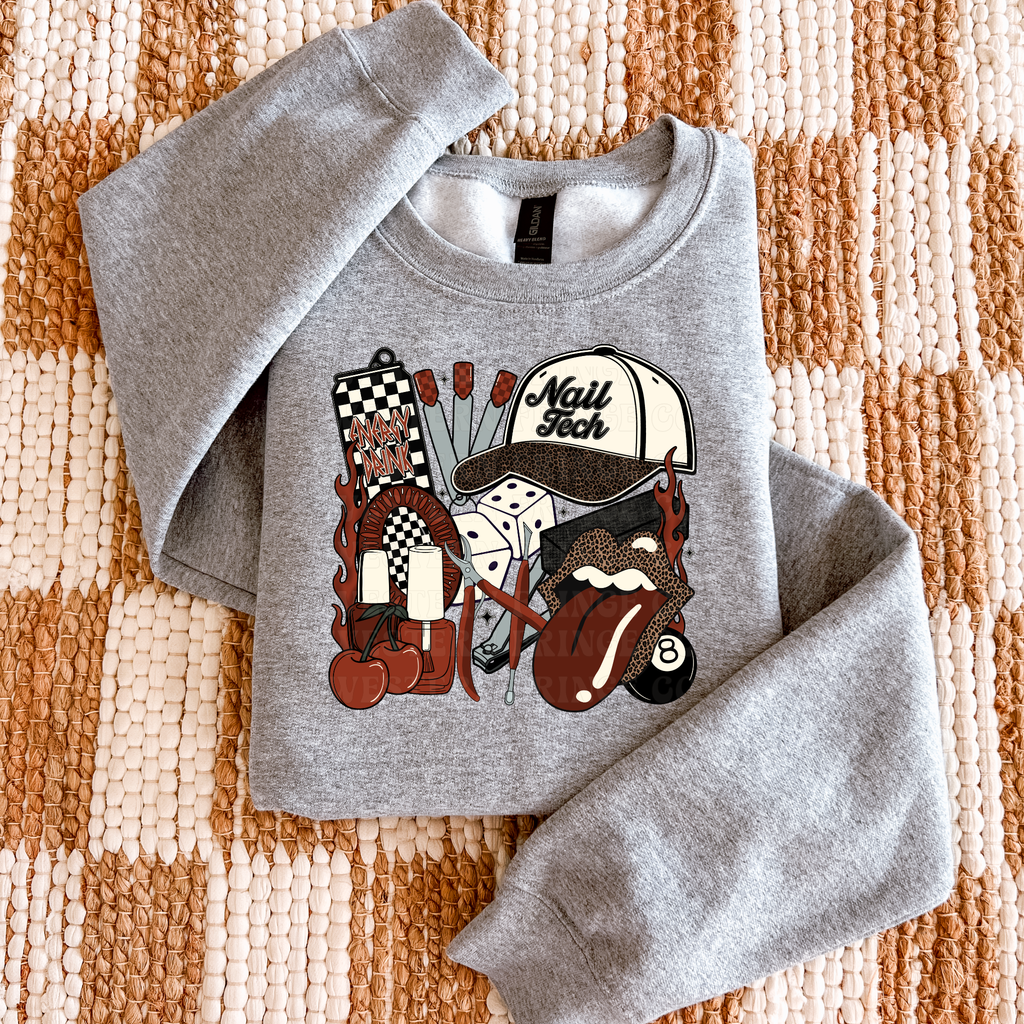 Nail Tech T-Shirt Graphic | Crewneck | Burnt Orange Version