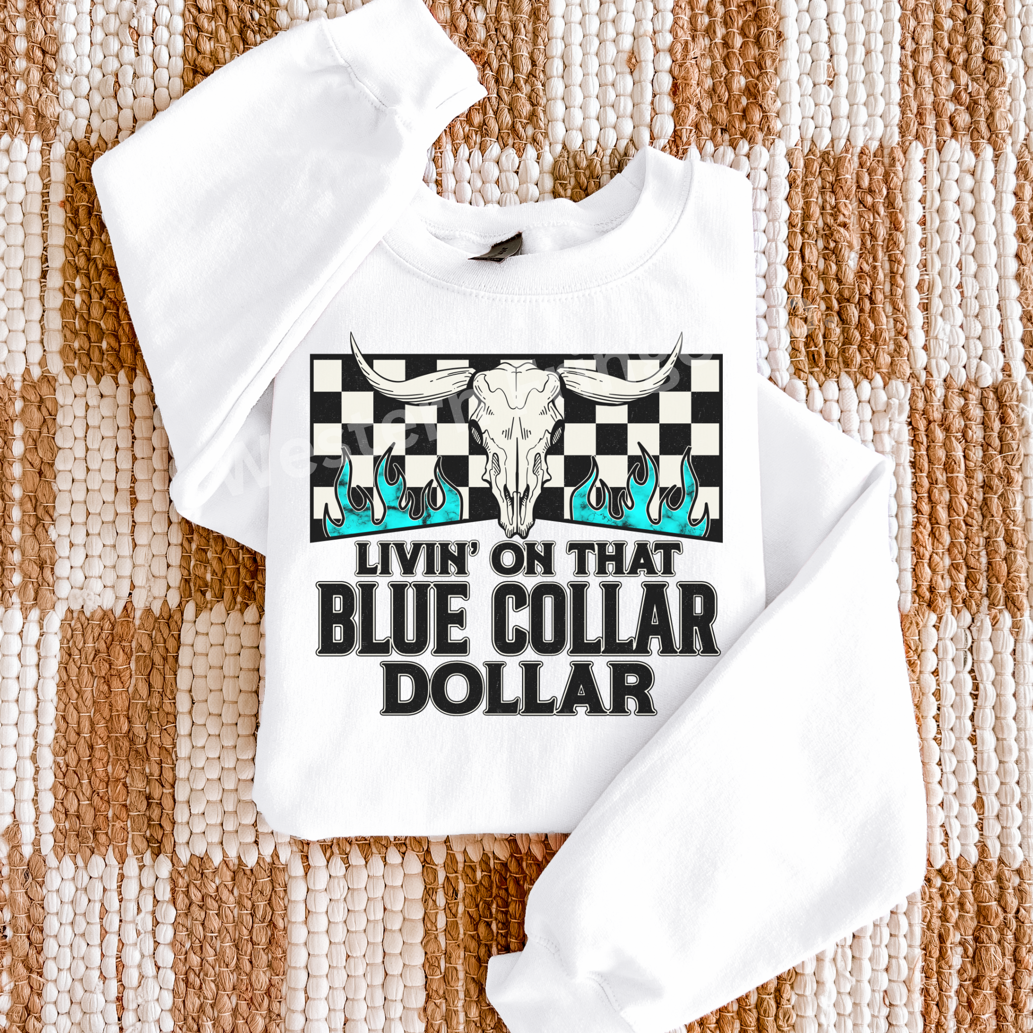 Livin’ On That Blue Collar Dollar Graphic T-Shirt | Crewneck