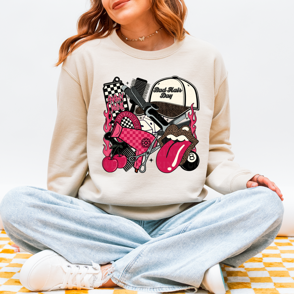 Hot Pink Hairstylist Graphic T-Shirt | Crewneck