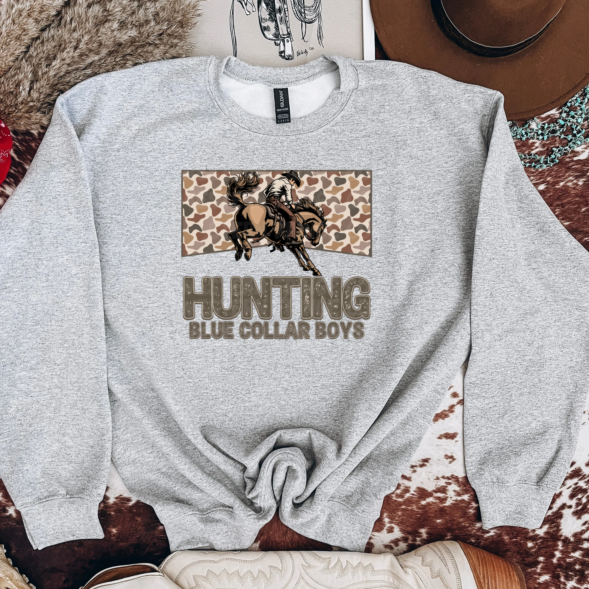 Hunting Blue Collar Boys Graphic T-Shirt | Crewneck