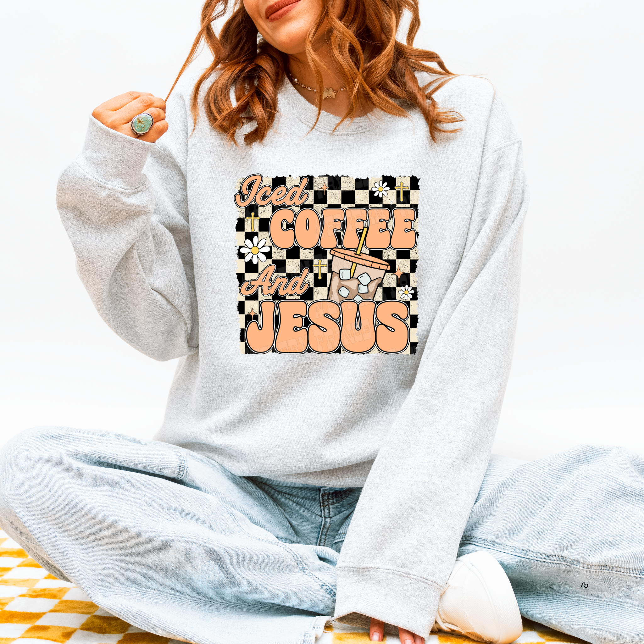 Iced Coffee And Jesus Graphic T-Shirt | Crewneck