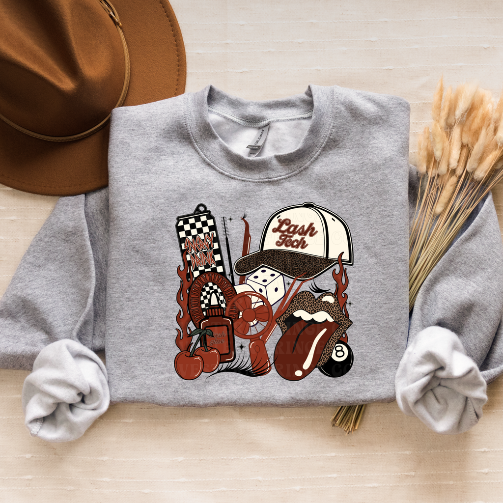 Lash Tech T-Shirt Graphic | Crewneck | Rustic Orange Version
