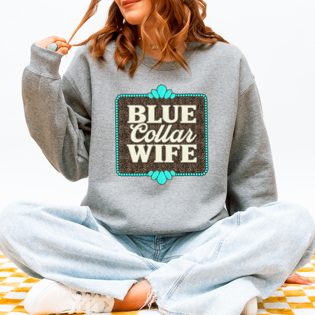 Blue Collar Wife Graphic T-Shirt | Crewneck | Leopard Print