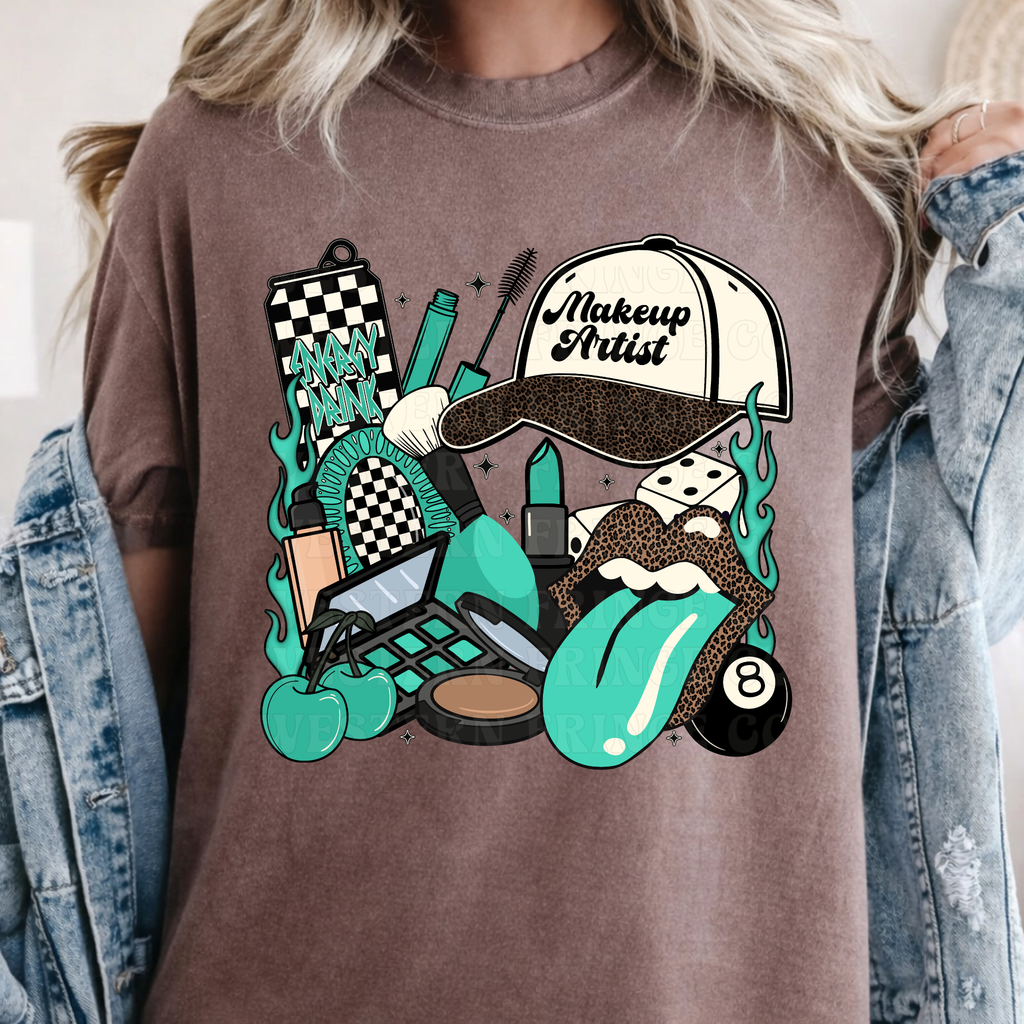 Makeup Artist T-Shirt Graphic | Crewneck | Turquoise Version