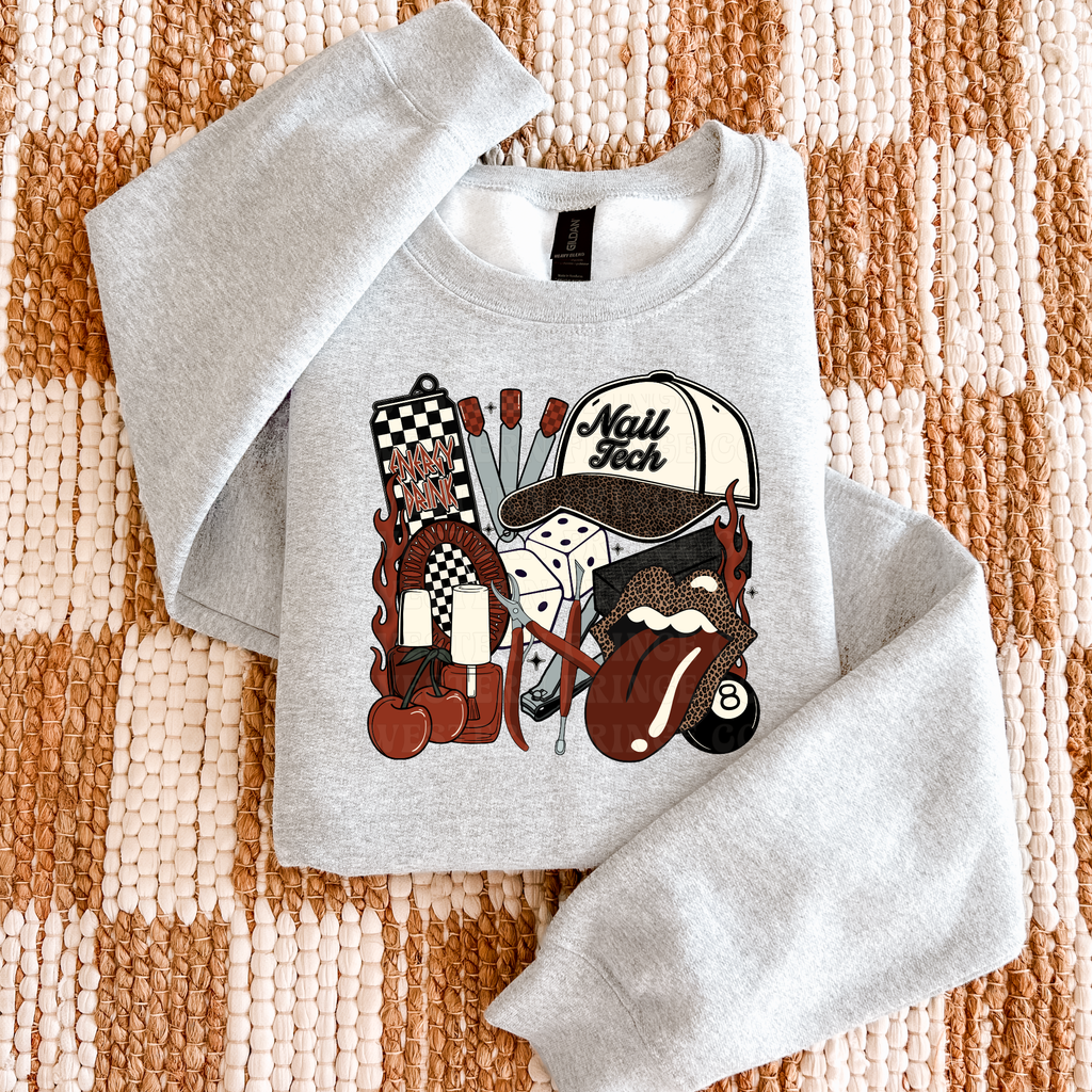 Nail Tech T-Shirt Graphic | Crewneck | Burnt Orange Version