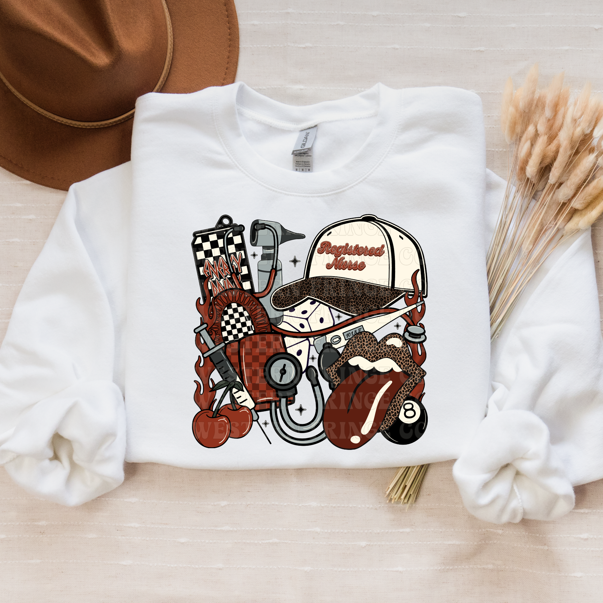 Registered Nurse T-Shirt Graphic | Registered Nurse Crewneck | Rustic Orange Version